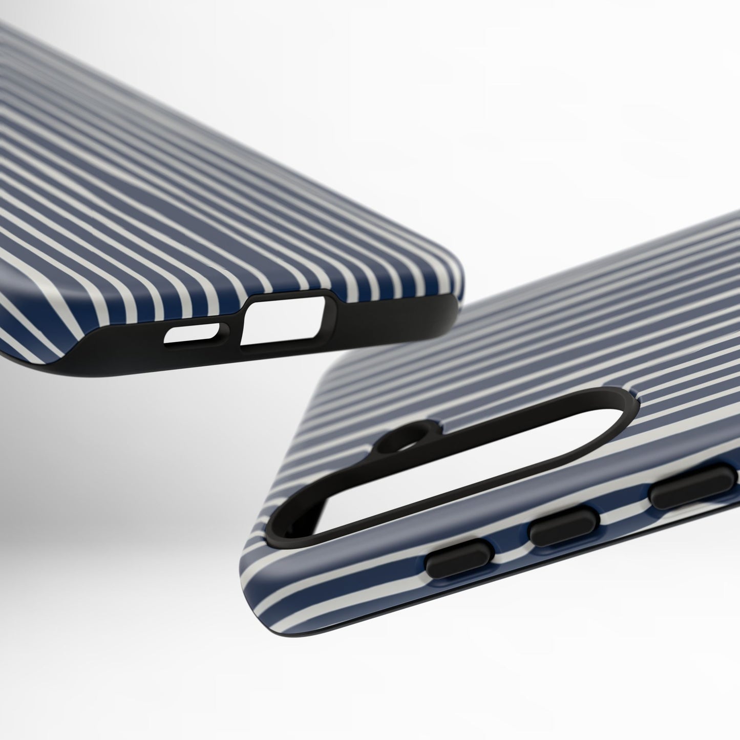 Navy Striped Phone Case | Minimalist Blue and White Stripe Design, Nautical Aesthetic Protective Cover