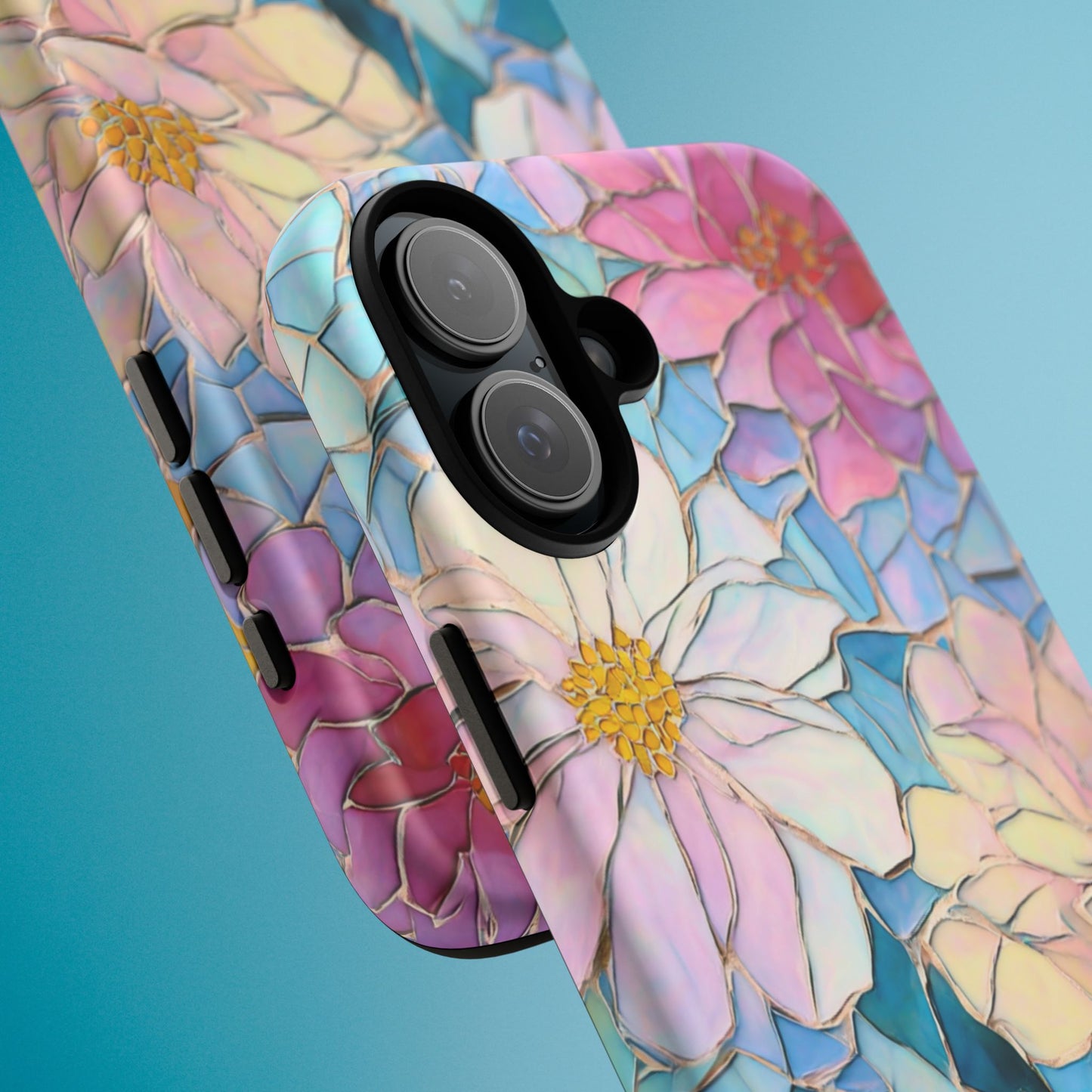 Floral Mosaic Phone Case, Colorful Flower Art Cover, Protective iPhone Samsung Pixel Case, New Phone Accessory, Gift for Friend