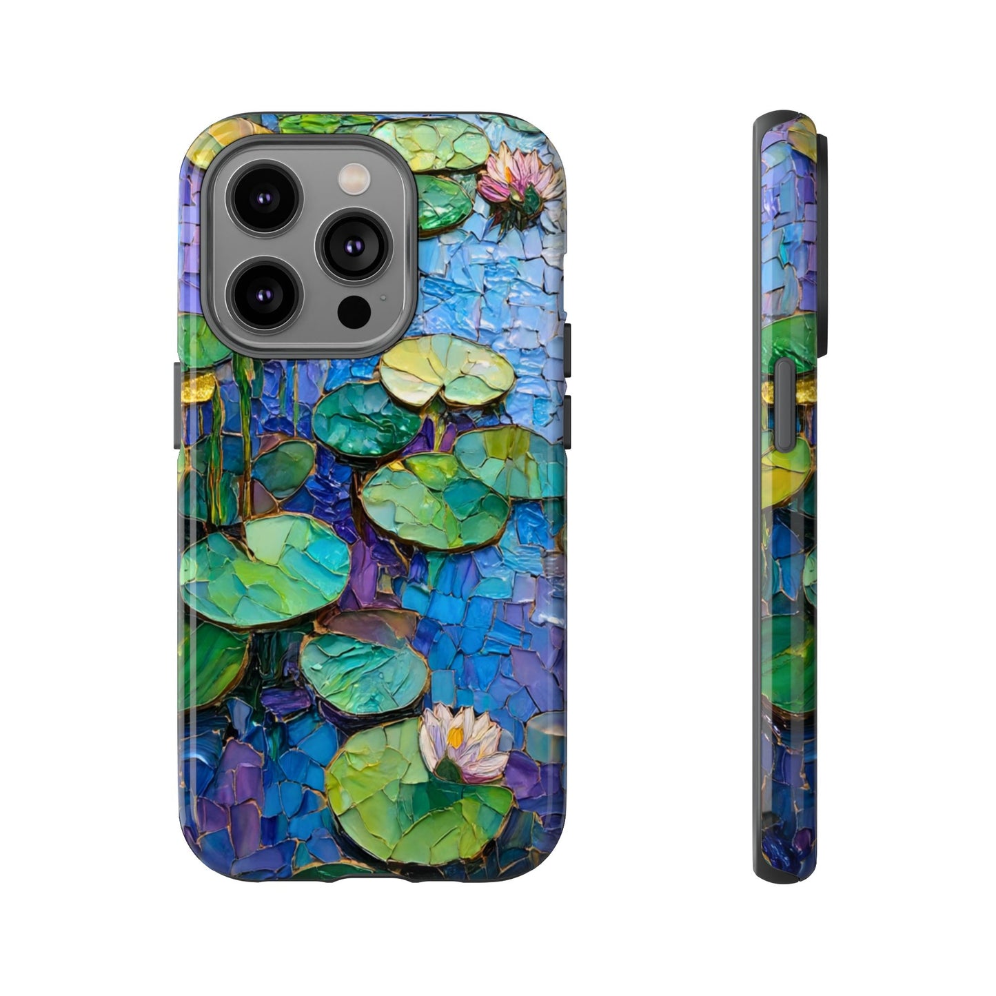 Lily Pad Phone Case, Impressionist Mosaic Botanical Cover, iPhone 15 16 17 Pro Air, Google Pixel 7 8 9 Pro, Samsung S23 S24 S25 S26 Ultra