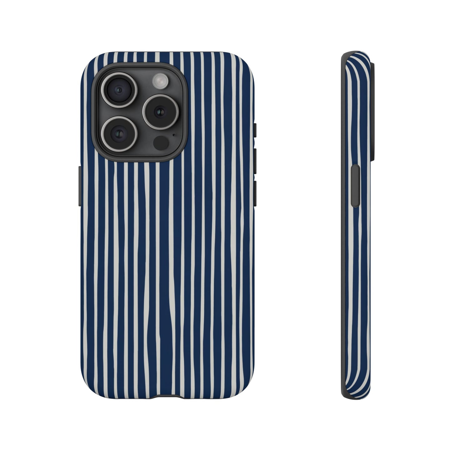 Navy Striped Phone Case | Minimalist Blue and White Stripe Design, Nautical Aesthetic Protective Cover