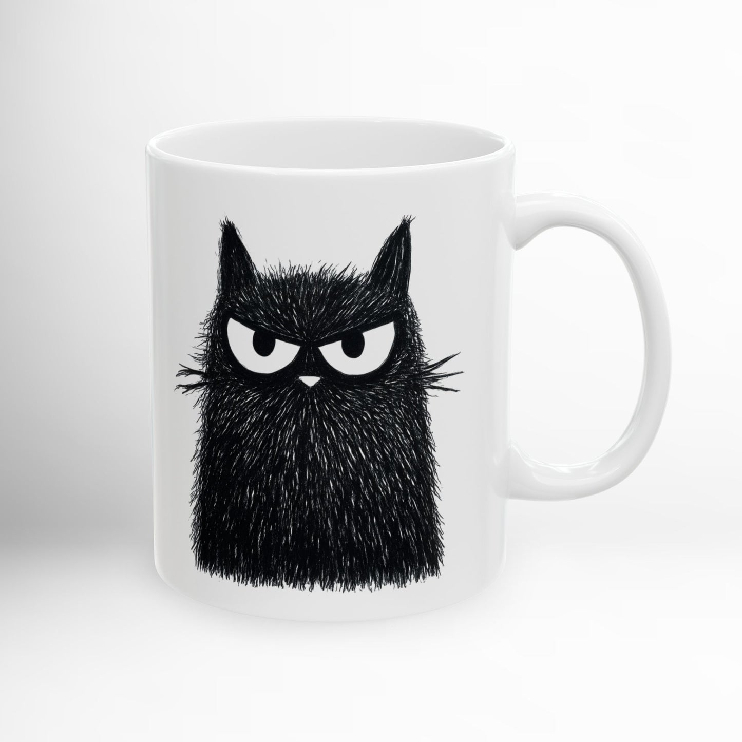 Angry Cat Mug Funny Black Cat Ceramic Coffee Cup 11oz or 15oz