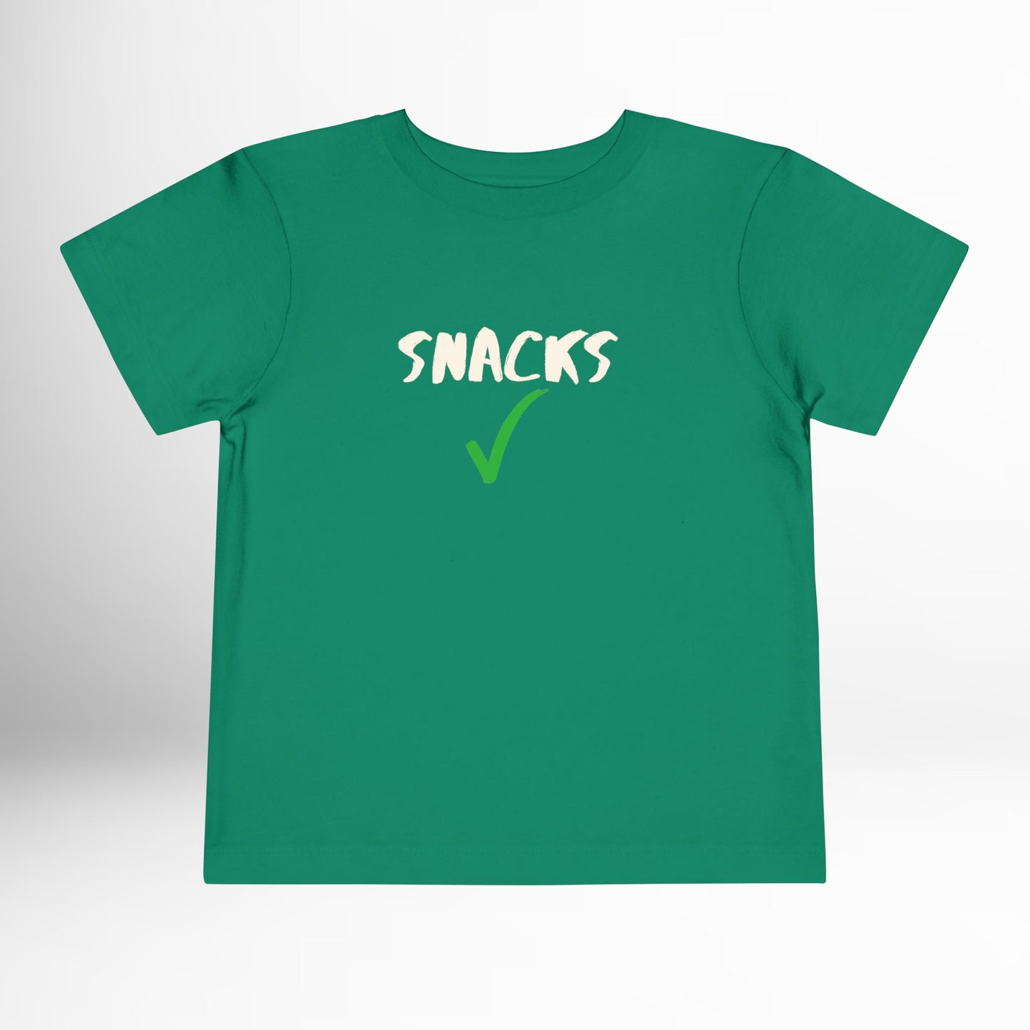 Snacks Toddler Shirt - Funny Green Checkmark Cotton Tee (2T-5T)