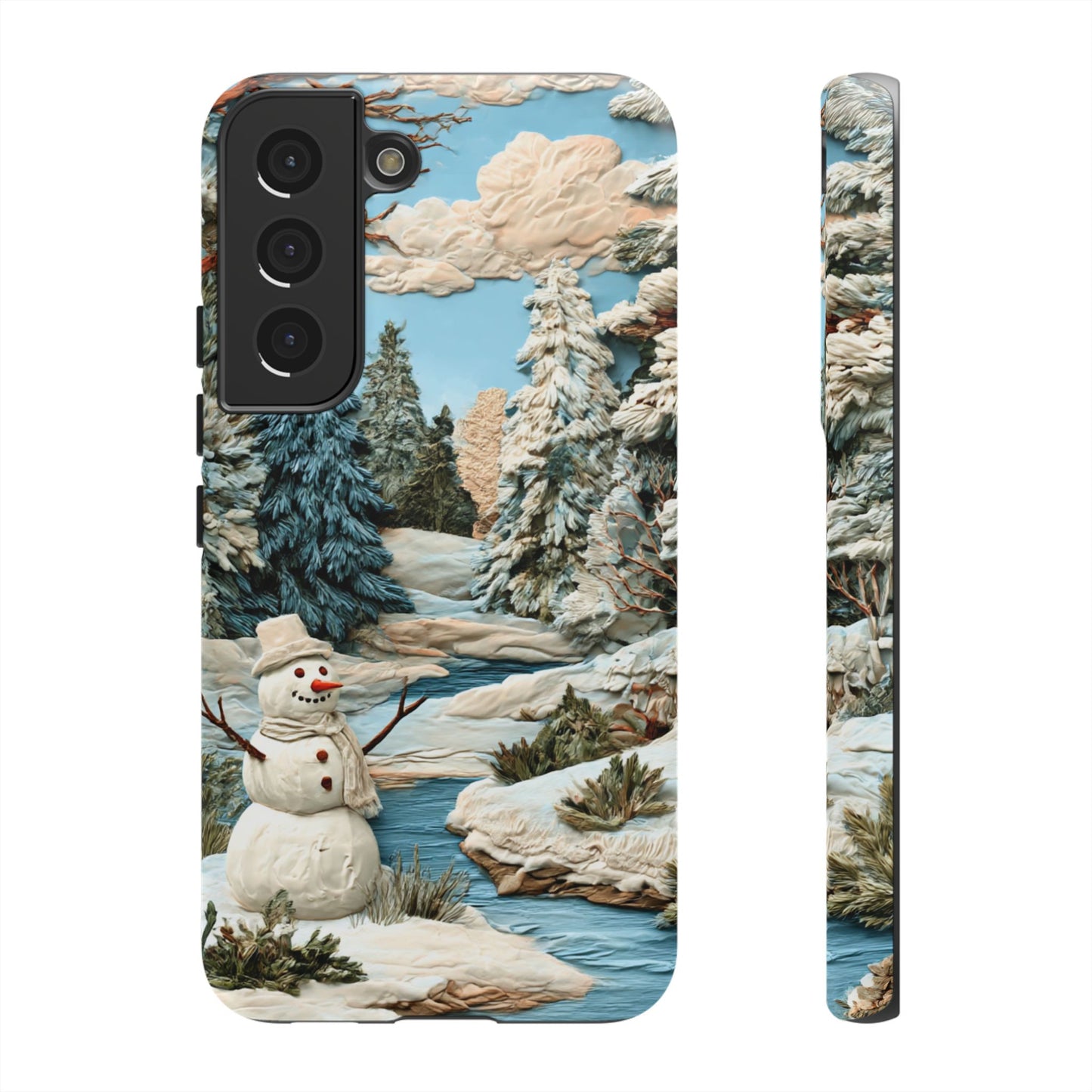 Snowman Winter Scene Phone Case Christmas Holiday Cover for iPhone Samsung Pixel