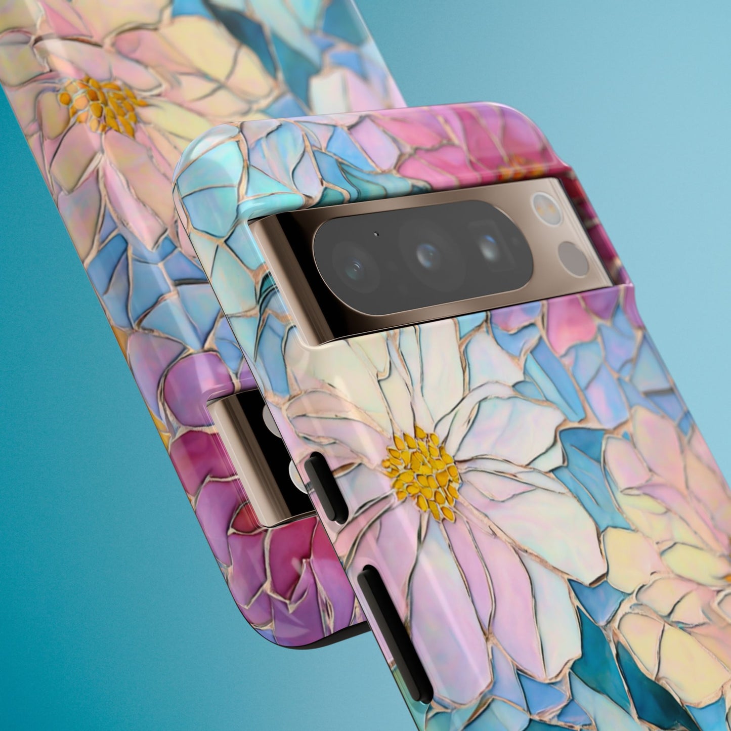 Floral Mosaic Phone Case, Colorful Flower Art Cover, Protective iPhone Samsung Pixel Case, New Phone Accessory, Gift for Friend