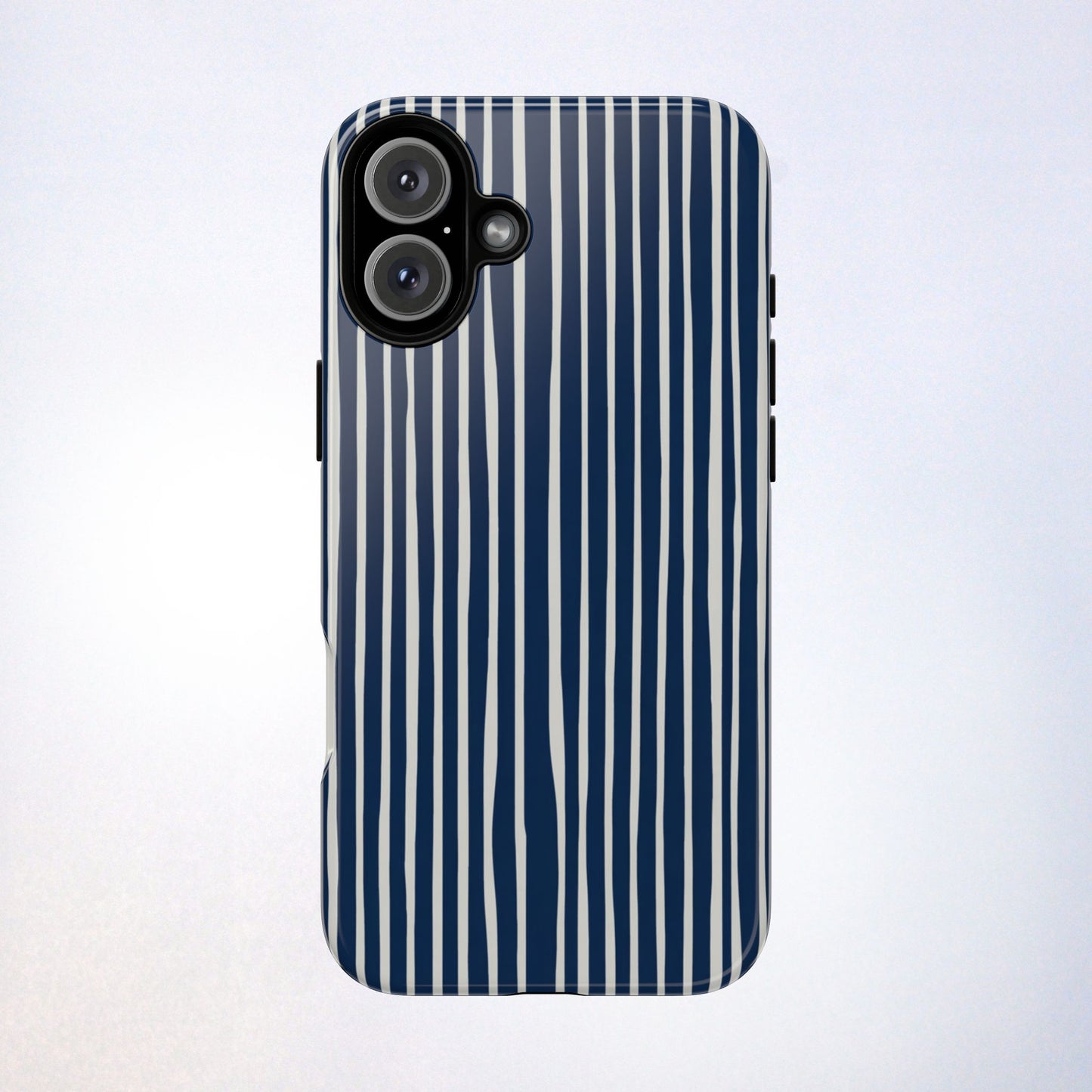 Navy Striped Phone Case | Minimalist Blue and White Stripe Design, Nautical Aesthetic Protective Cover