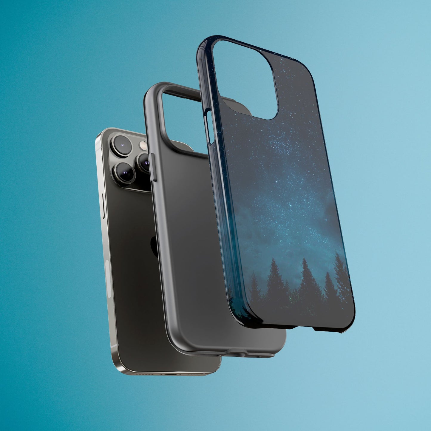 Dark Starry Night Phone Case - Winter Theme Phone Cover for iPhone, Pixel and Samsung Galaxy Models