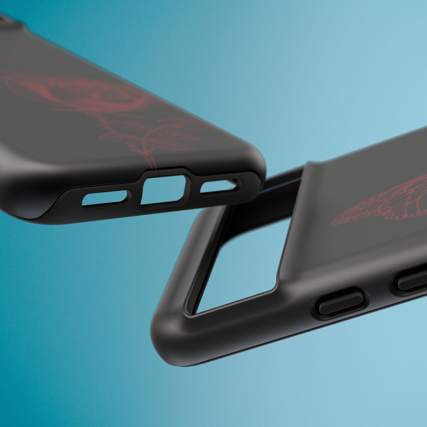 Black Rose and Butterfly Phone Case - Dark Academia Aesthetic Gothic iPhone, Galaxy and Pixel Cover