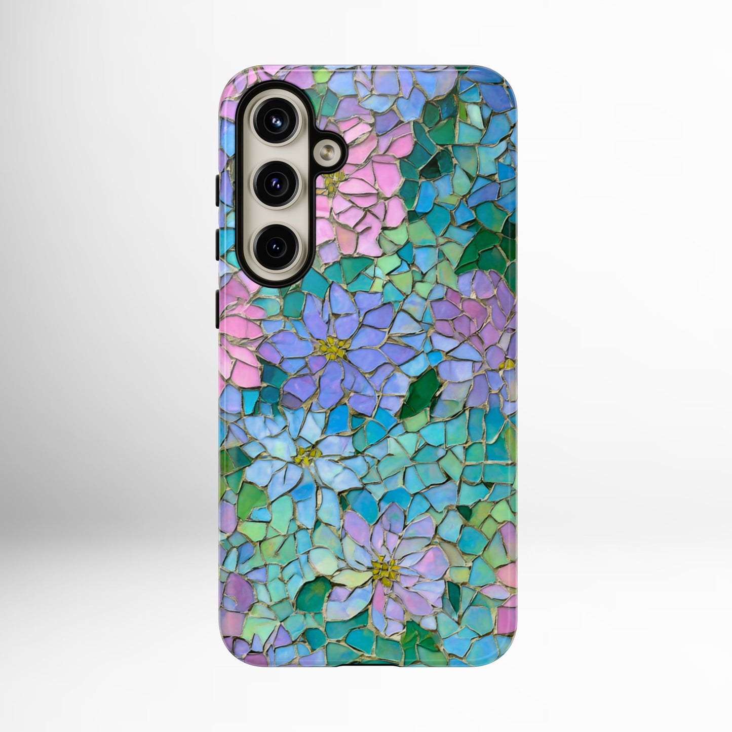 Mosaic Floral Phone Case, iPhone 17 Air Case, Pixel 9 Pro XL Cover, Samsung Galaxy 25 Plus Ultra Tough Case