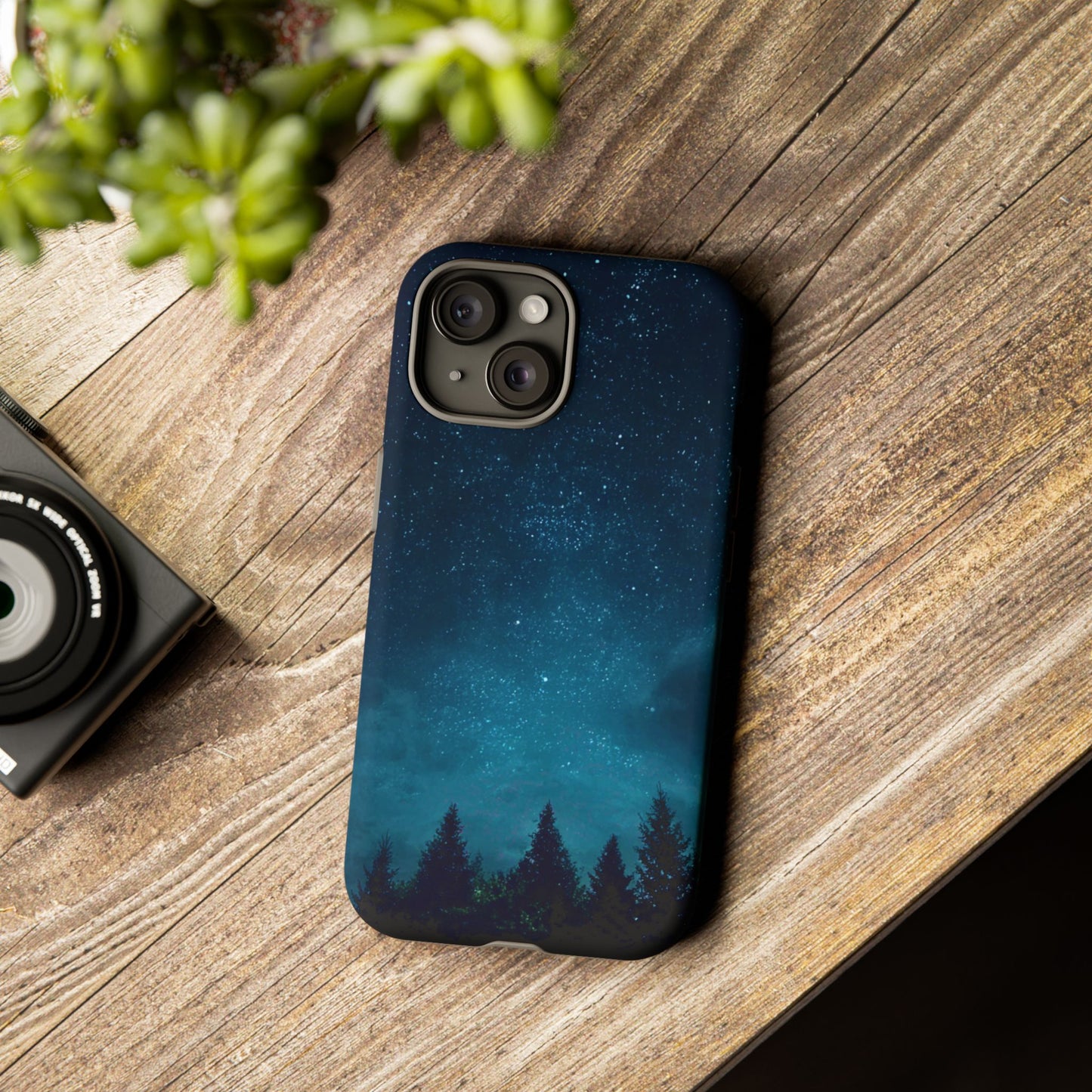Dark Starry Night Phone Case - Winter Theme Phone Cover for iPhone, Pixel and Samsung Galaxy Models