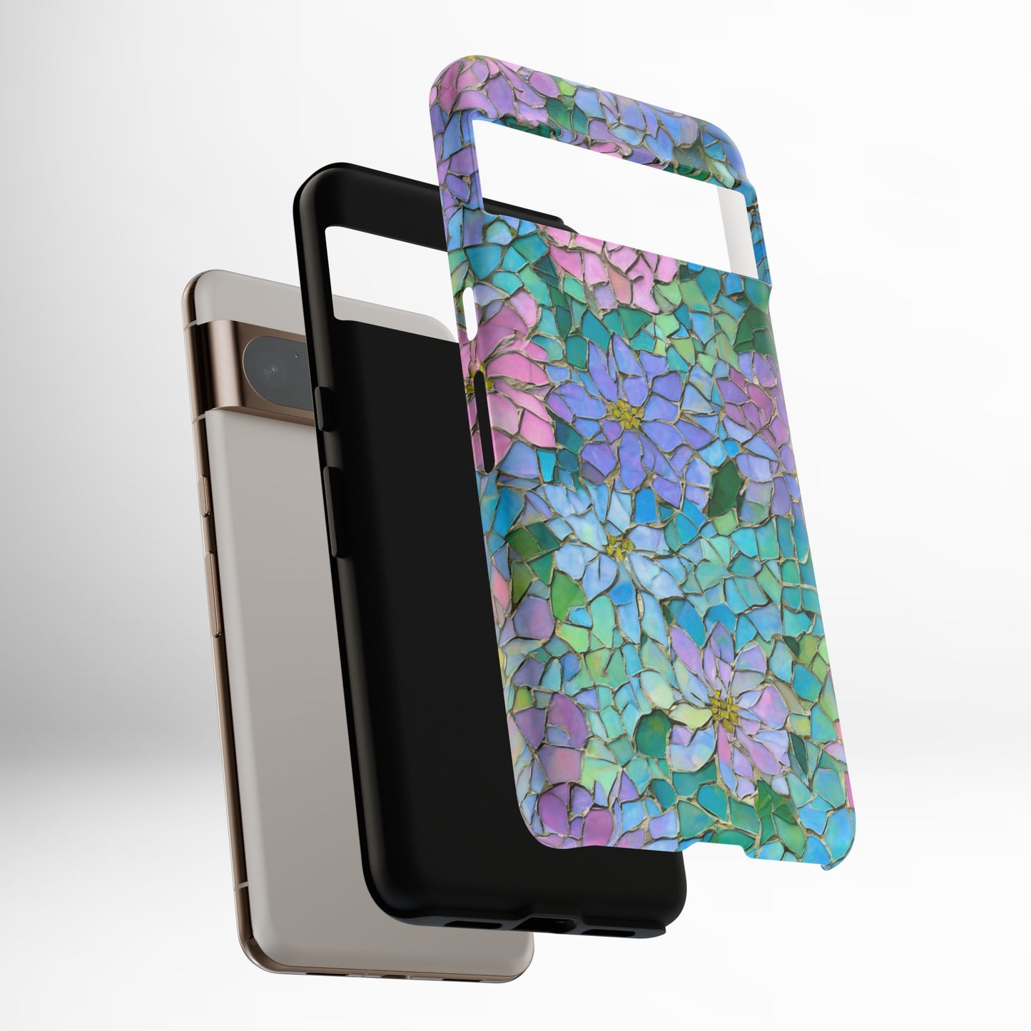 Mosaic Floral Phone Case, iPhone 17 Air Case, Pixel 9 Pro XL Cover, Samsung Galaxy 25 Plus Ultra Tough Case