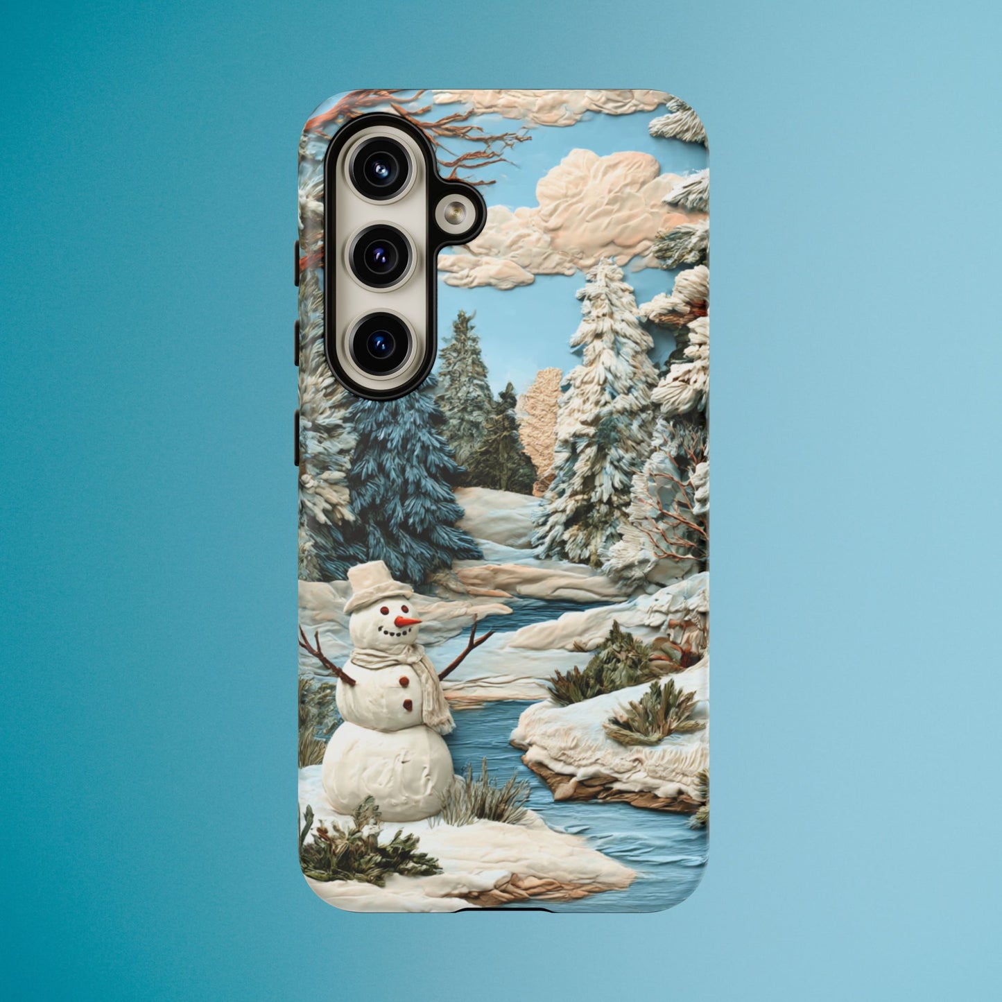 Snowman Winter Scene Phone Case Christmas Holiday Cover for iPhone Samsung Pixel