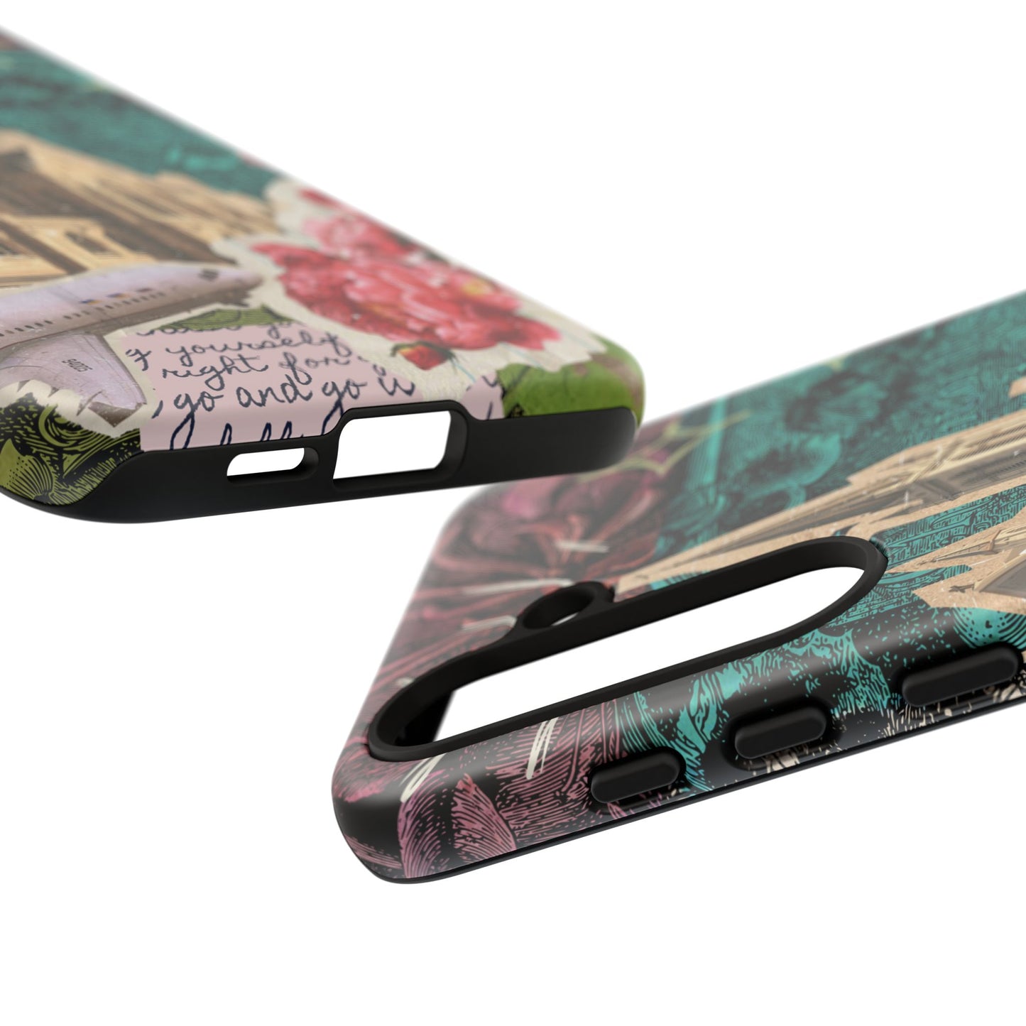 Gothic Cathedral Phone Case, Dark Academia Aesthetic, Fall Floral Art iPhone Samsung Pixel Cover, Scrapbook Vintage Phone Case Design