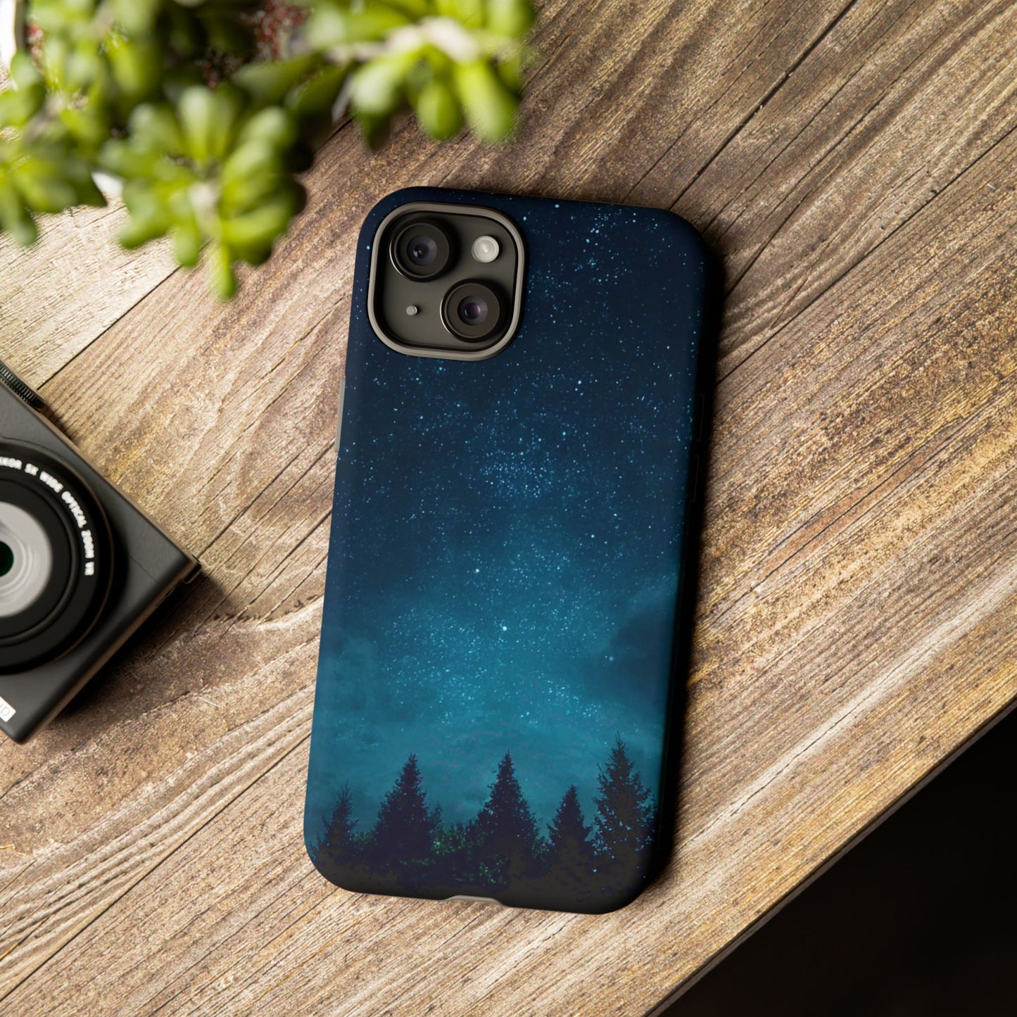 Dark Starry Night Phone Case - Winter Theme Phone Cover for iPhone, Pixel and Samsung Galaxy Models