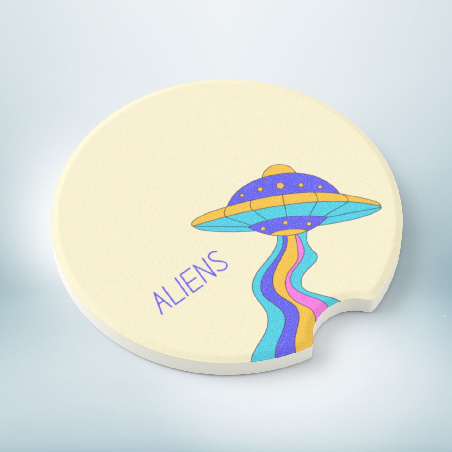 Car Coaster, Alien Spaceship Design, Extraterrestrial Car Accessory, Funny Cup Holder, New Car Gift, Car Organizer. Alien Coaster Set