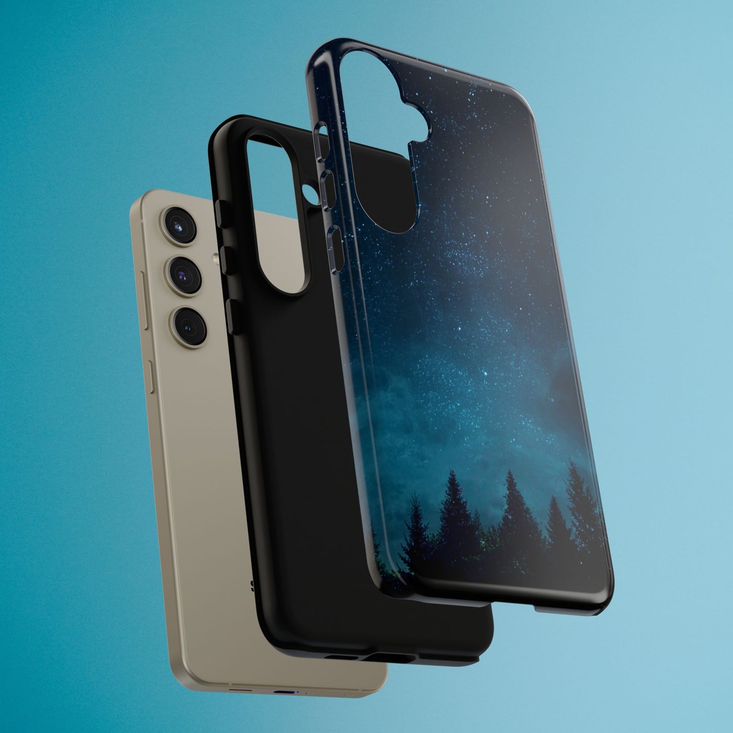 Dark Starry Night Phone Case - Winter Theme Phone Cover for iPhone, Pixel and Samsung Galaxy Models