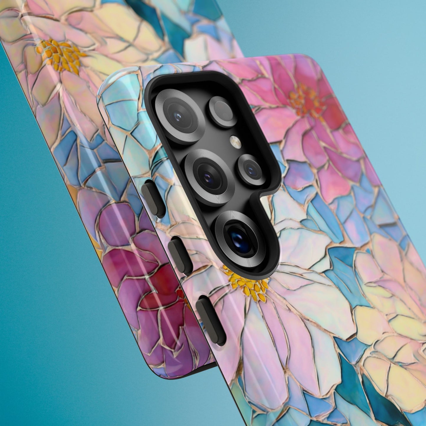 Floral Mosaic Phone Case, Colorful Flower Art Cover, Protective iPhone Samsung Pixel Case, New Phone Accessory, Gift for Friend