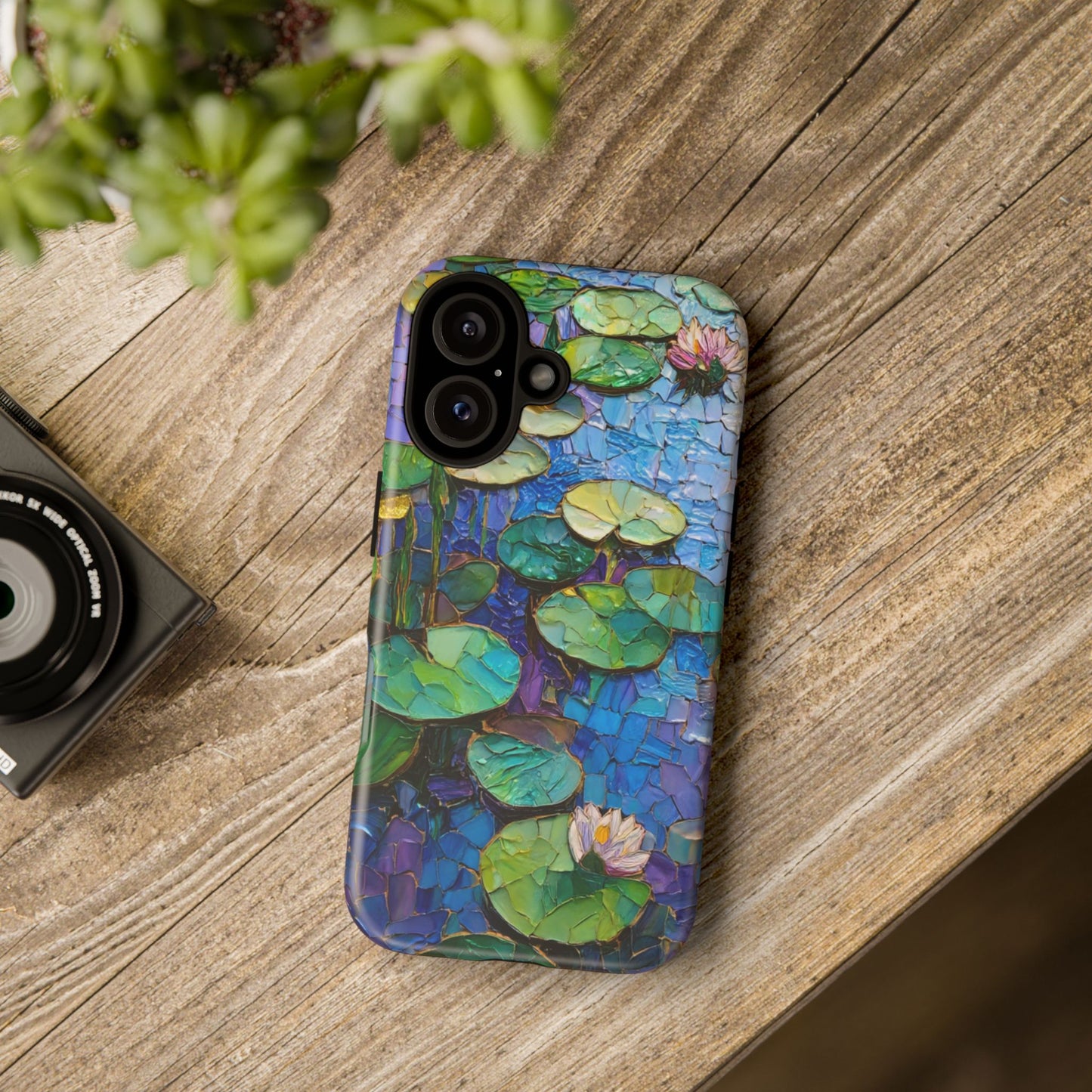 Lily Pad Phone Case, Impressionist Mosaic Botanical Cover, iPhone 15 16 17 Pro Air, Google Pixel 7 8 9 Pro, Samsung S23 S24 S25 S26 Ultra