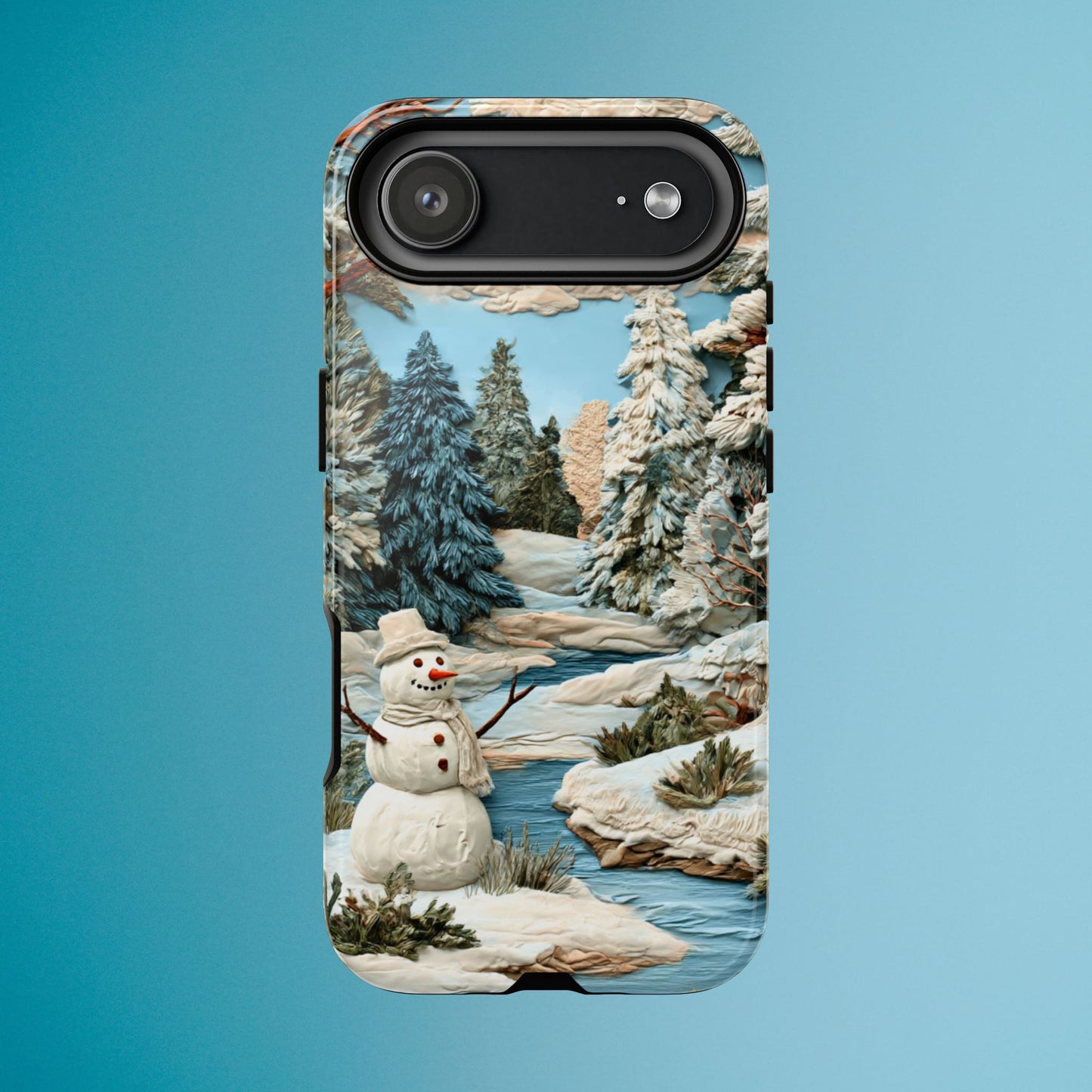 Snowman Winter Scene Phone Case Christmas Holiday Cover for iPhone Samsung Pixel