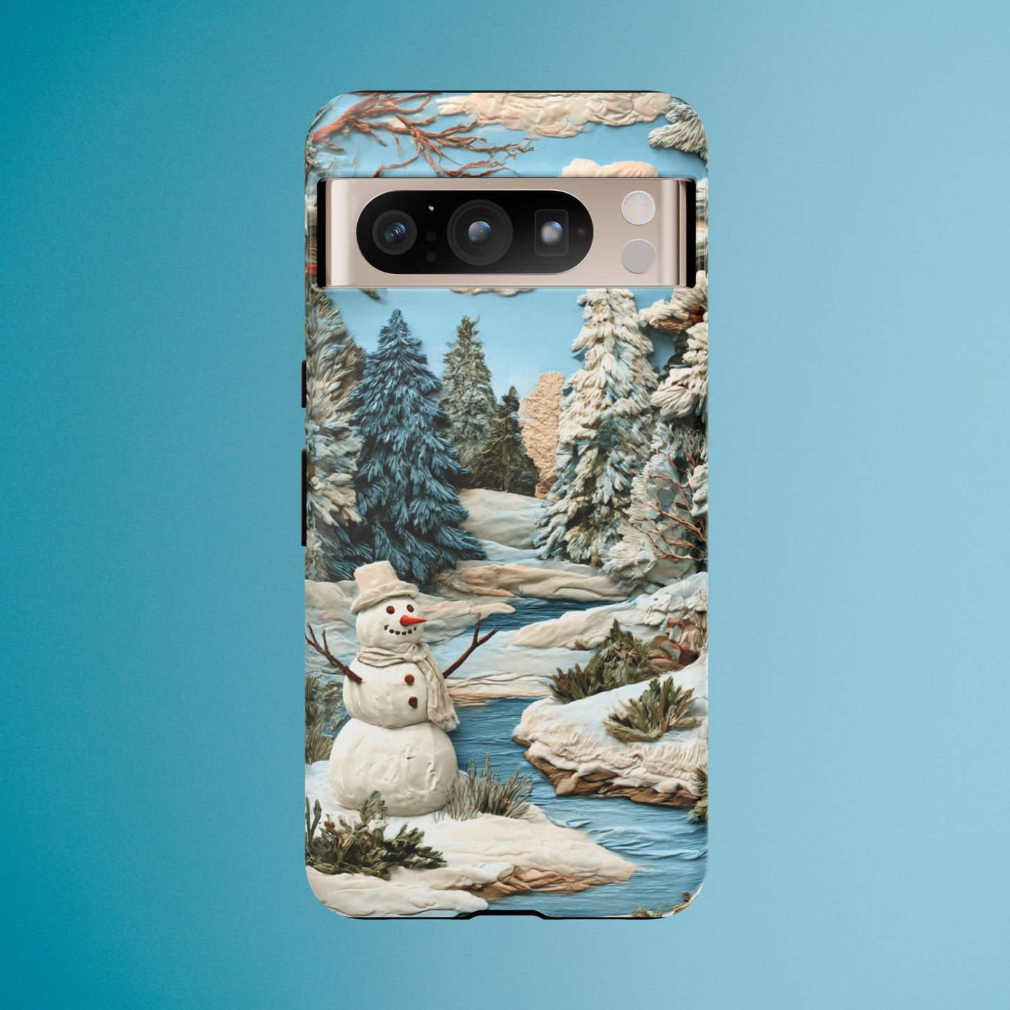 Snowman Winter Scene Phone Case Christmas Holiday Cover for iPhone Samsung Pixel
