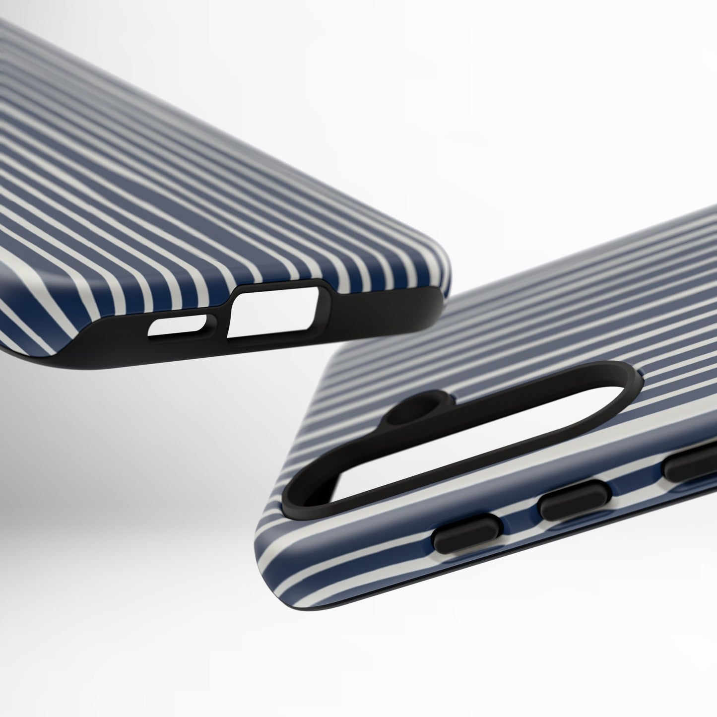 Navy Striped Phone Case | Minimalist Blue and White Stripe Design, Nautical Aesthetic Protective Cover