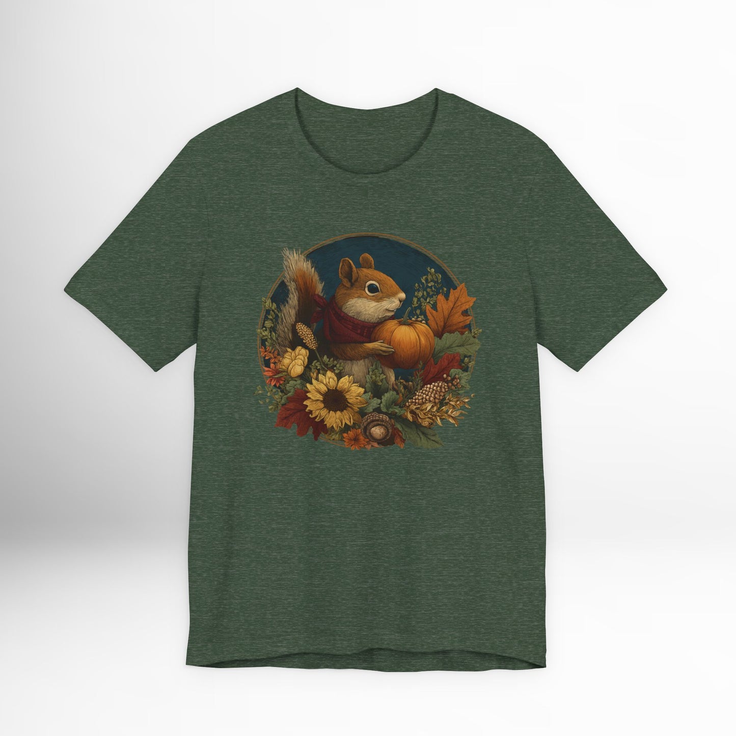 Squirrel with Pumpkin T-Shirt Cute Fall Woodland Animal Tee, Autumn Harvest Graphic Shirt, Cozy Nature Wildlife Top