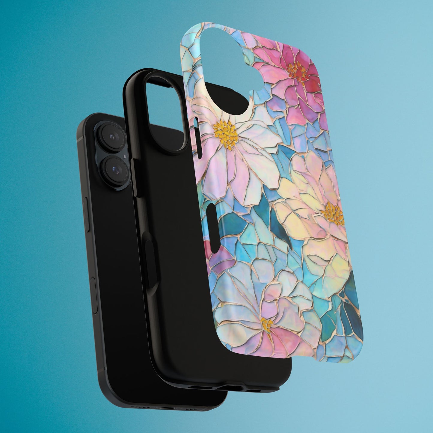 Floral Mosaic Phone Case, Colorful Flower Art Cover, Protective iPhone Samsung Pixel Case, New Phone Accessory, Gift for Friend