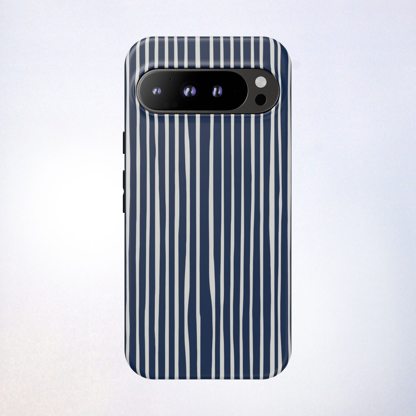 Navy Striped Phone Case | Minimalist Blue and White Stripe Design, Nautical Aesthetic Protective Cover