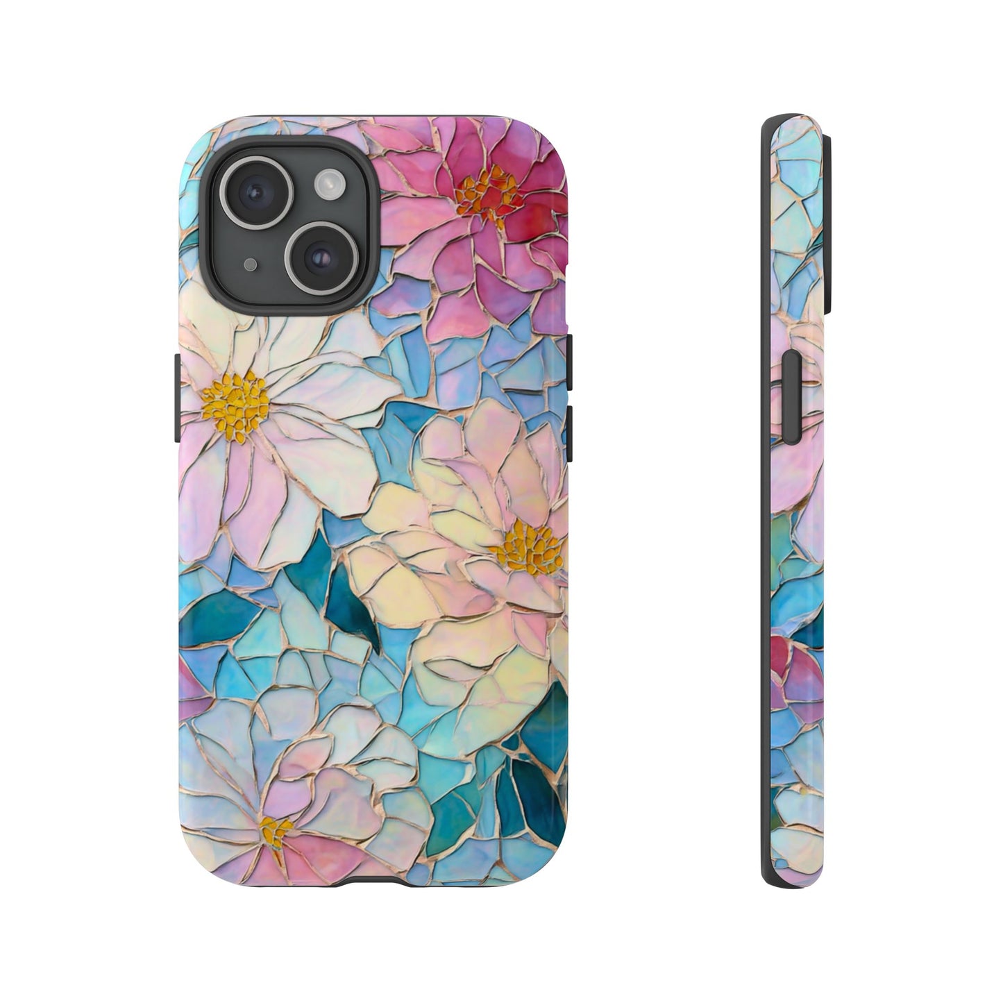 Floral Mosaic Phone Case, Colorful Flower Art Cover, Protective iPhone Samsung Pixel Case, New Phone Accessory, Gift for Friend