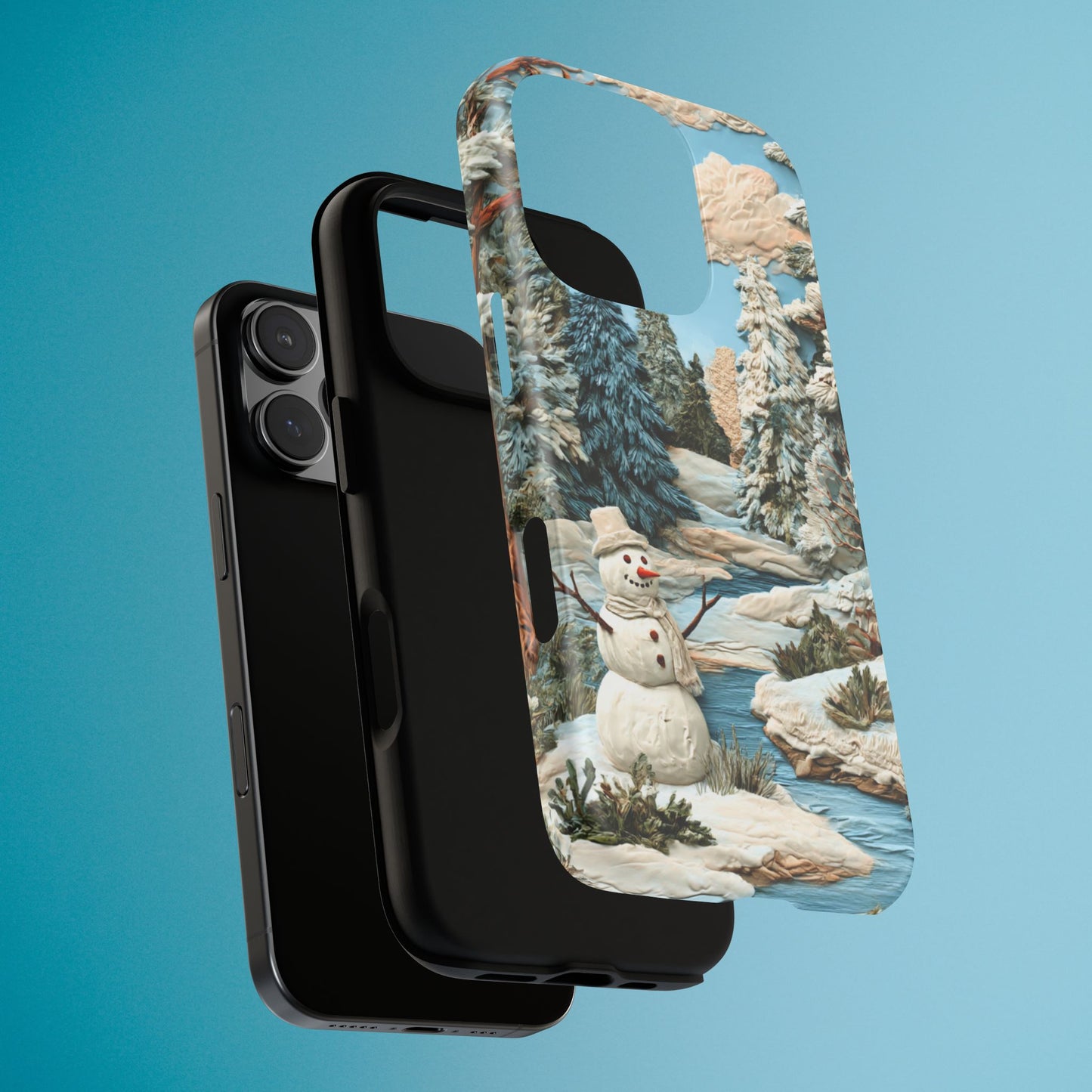 Snowman Winter Scene Phone Case Christmas Holiday Cover for iPhone Samsung Pixel