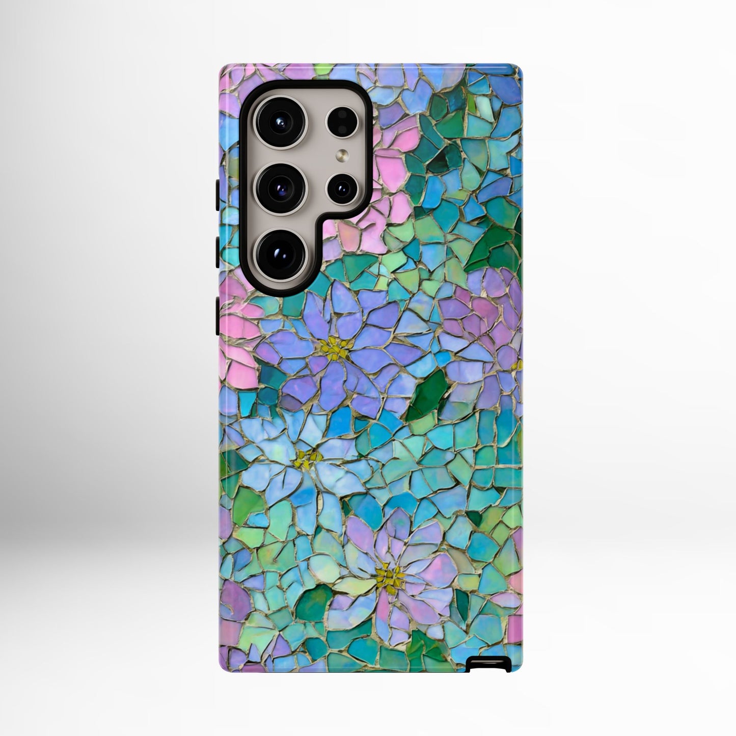 Mosaic Floral Phone Case, iPhone 17 Air Case, Pixel 9 Pro XL Cover, Samsung Galaxy 25 Plus Ultra Tough Case