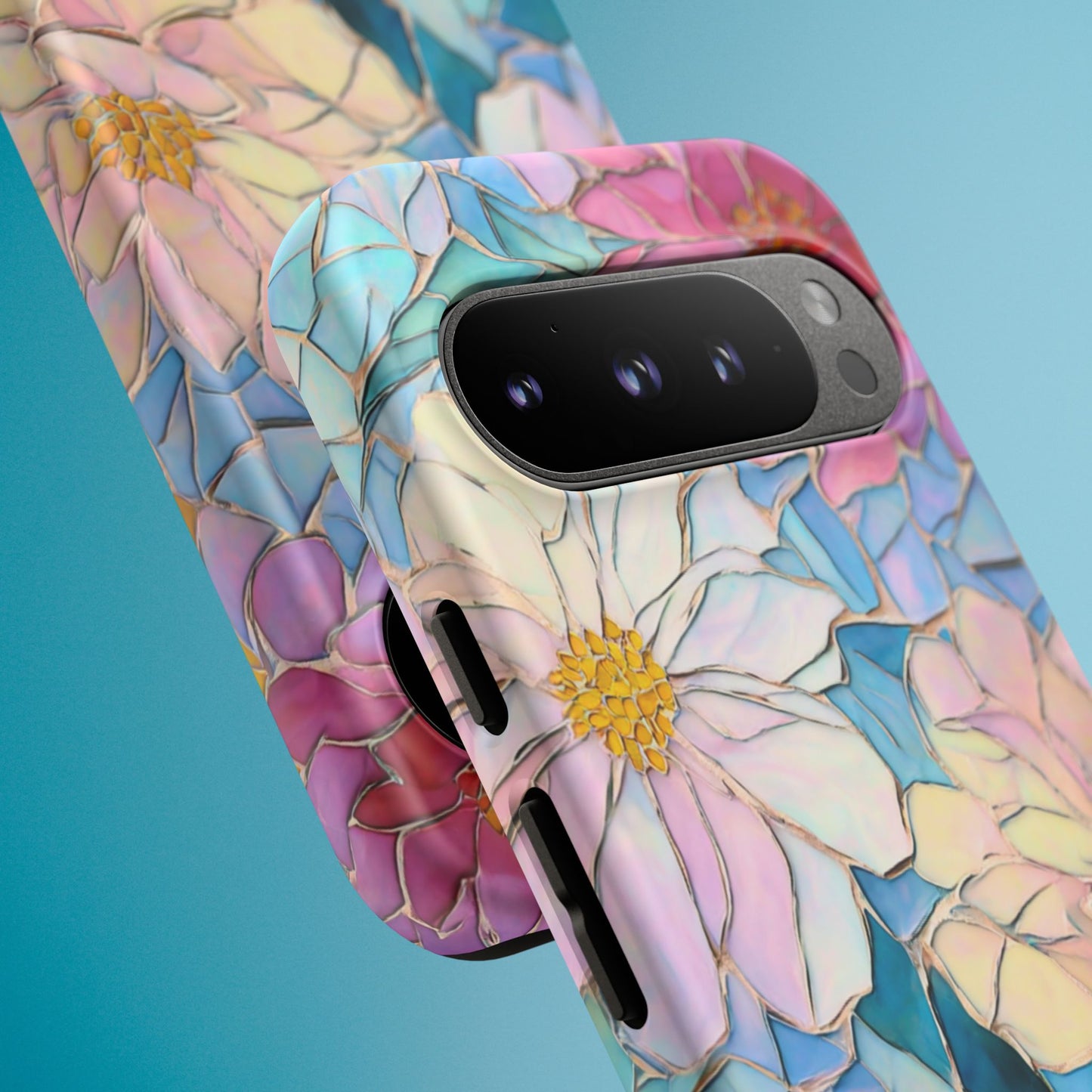 Floral Mosaic Phone Case, Colorful Flower Art Cover, Protective iPhone Samsung Pixel Case, New Phone Accessory, Gift for Friend