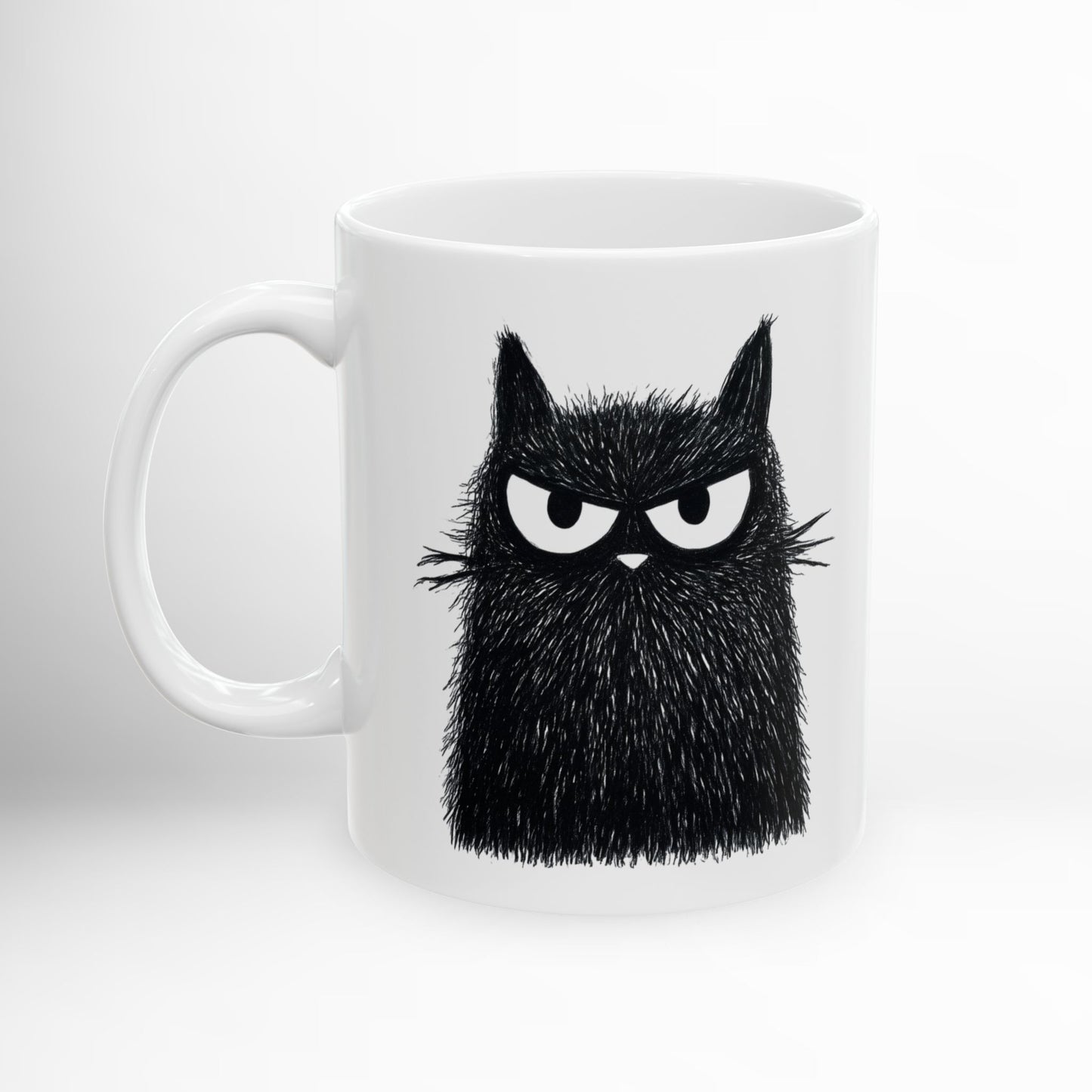 Angry Cat Mug Funny Black Cat Ceramic Coffee Cup 11oz or 15oz