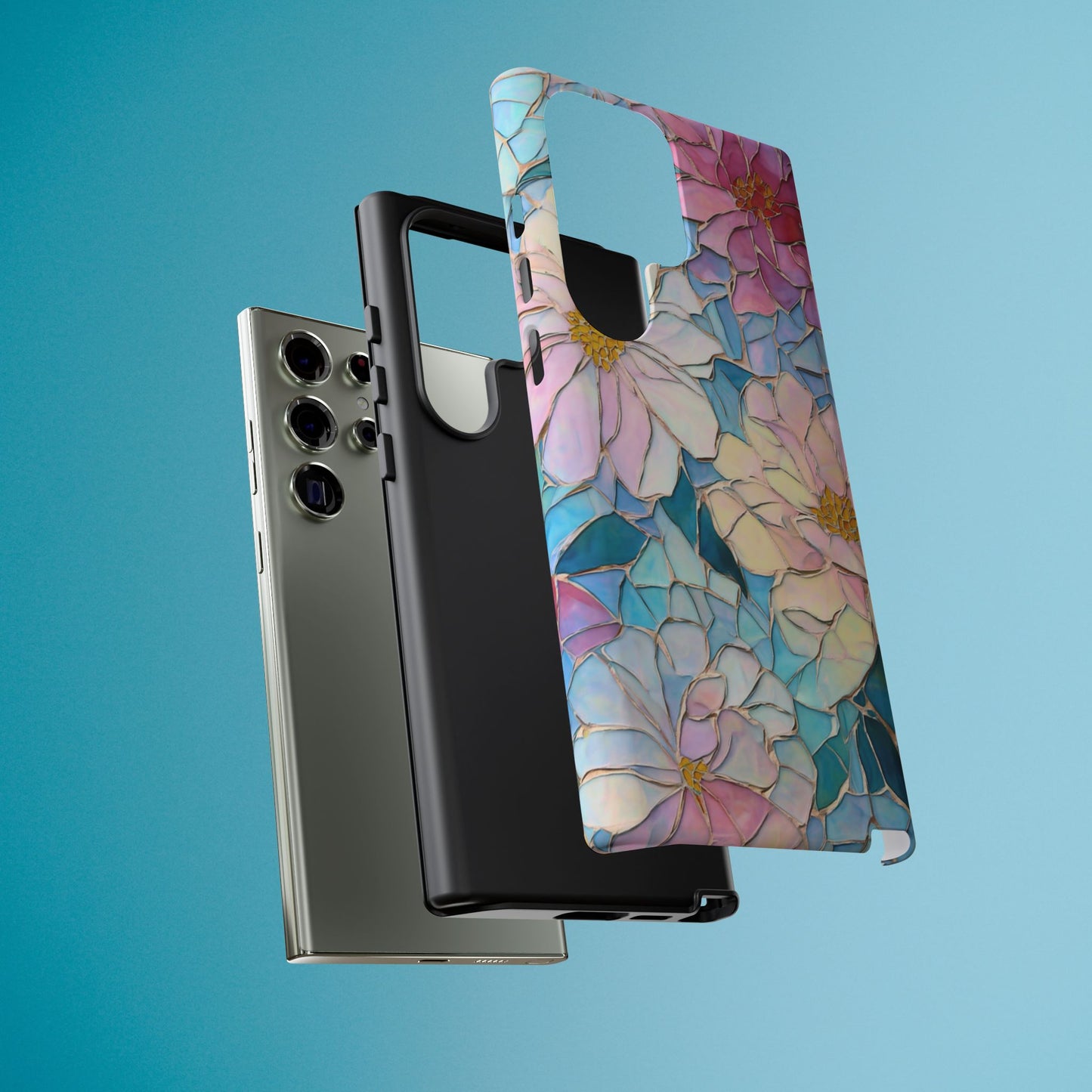 Floral Mosaic Phone Case, Colorful Flower Art Cover, Protective iPhone Samsung Pixel Case, New Phone Accessory, Gift for Friend