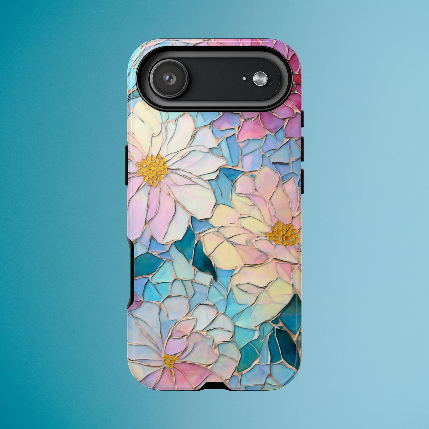 Floral Mosaic Phone Case, Colorful Flower Art Cover, Protective iPhone Samsung Pixel Case, New Phone Accessory, Gift for Friend