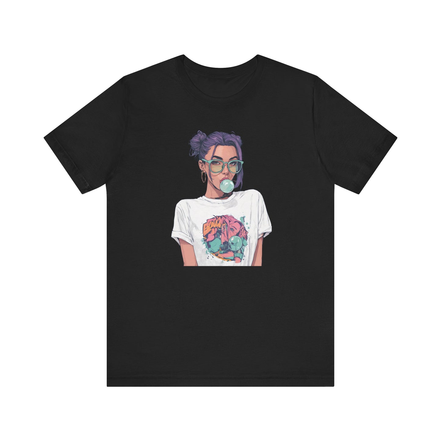 Anime Girl Graphic T Shirt, Bubblegum Pop Art Tee, Japanese Streetwear Aesthetic, Cool Manga Style Top, Gift for Anime Fans