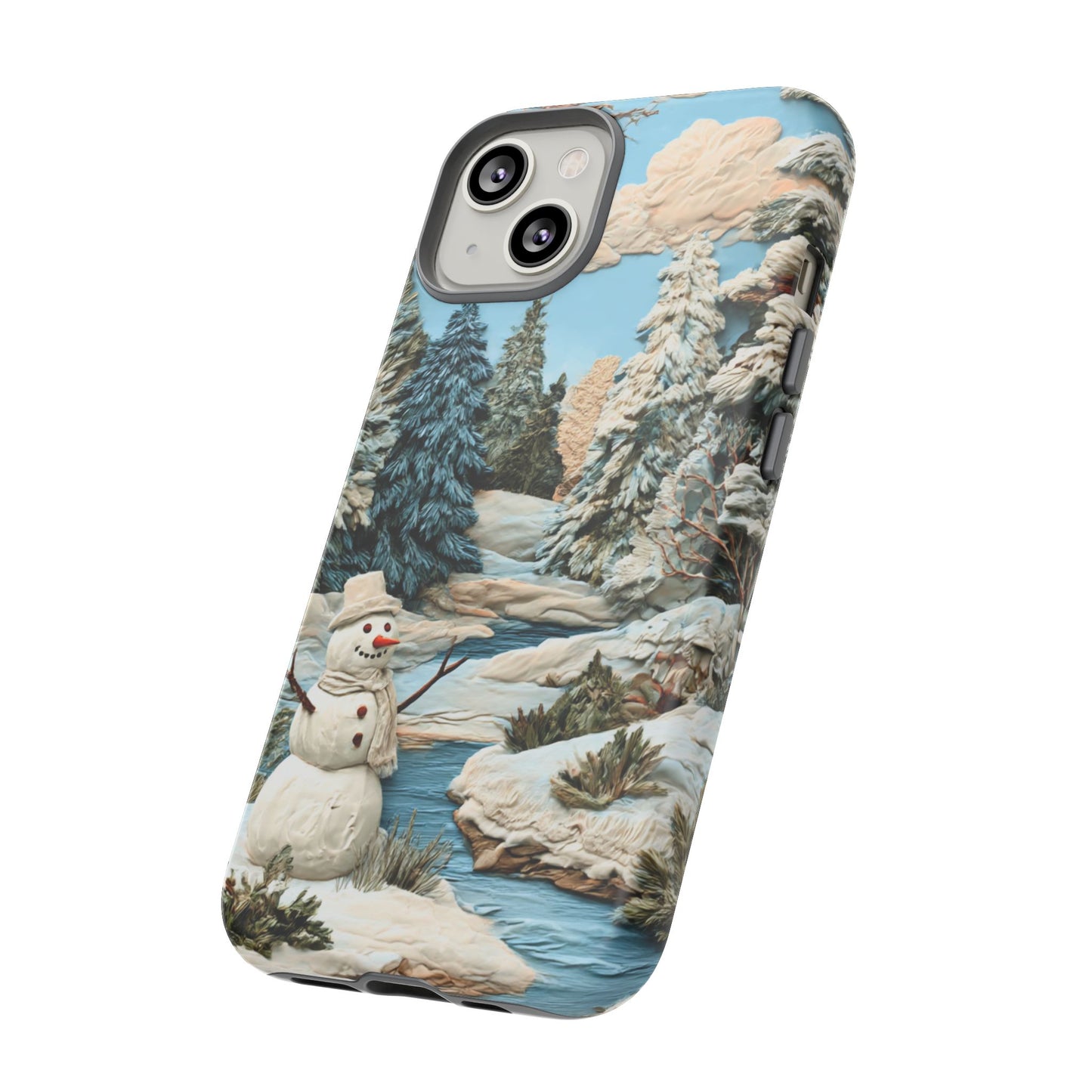 Snowman Winter Scene Phone Case Christmas Holiday Cover for iPhone Samsung Pixel