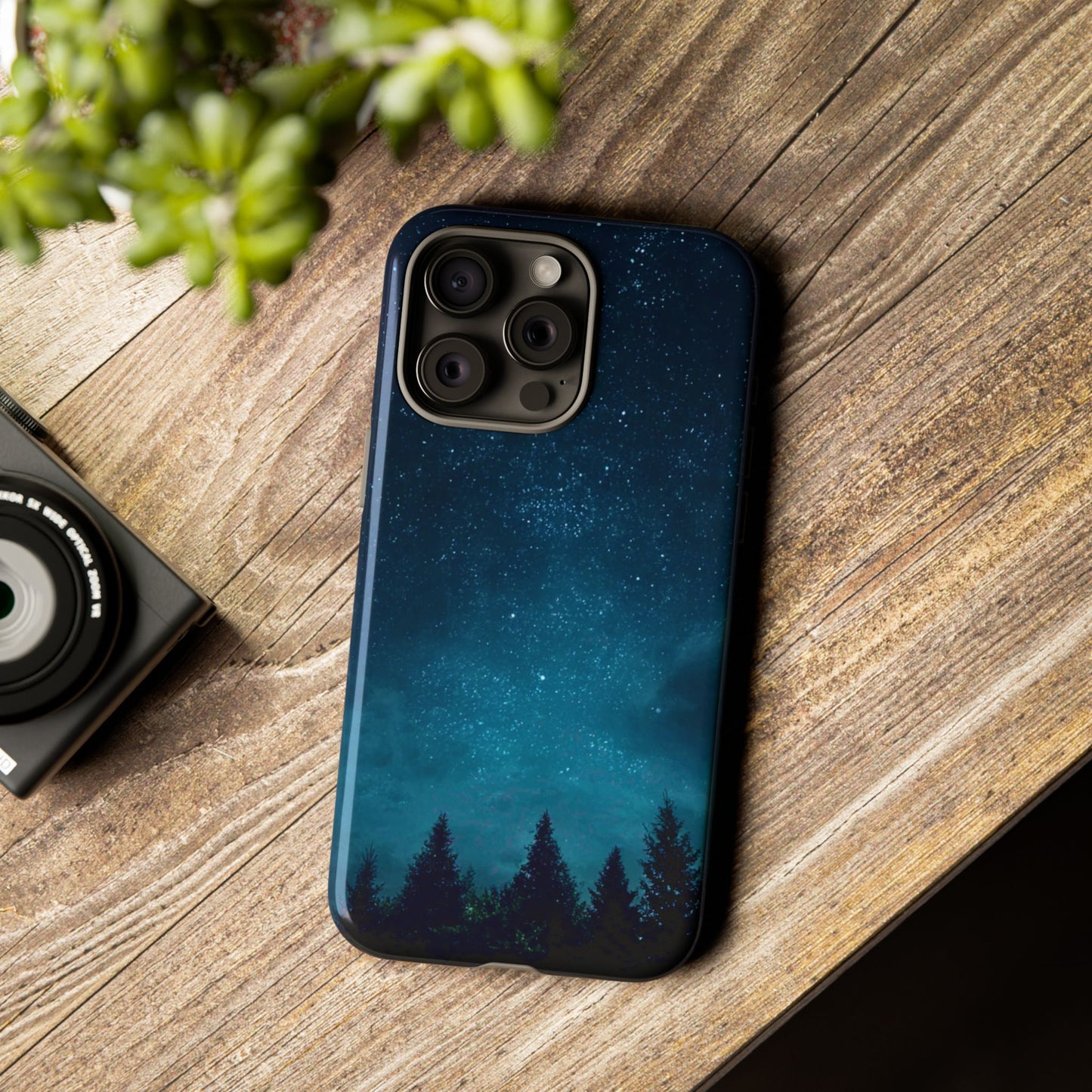 Dark Starry Night Phone Case - Winter Theme Phone Cover for iPhone, Pixel and Samsung Galaxy Models