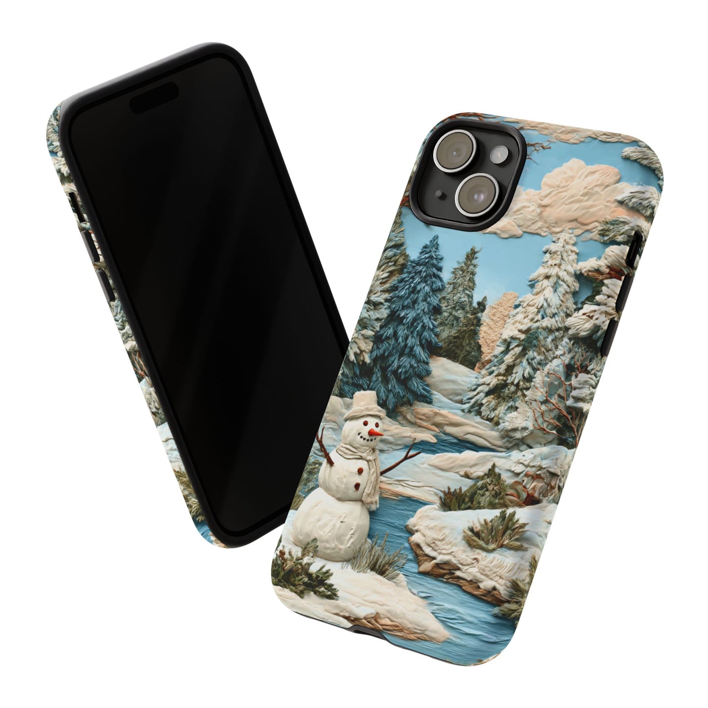 Snowman Winter Scene Phone Case Christmas Holiday Cover for iPhone Samsung Pixel