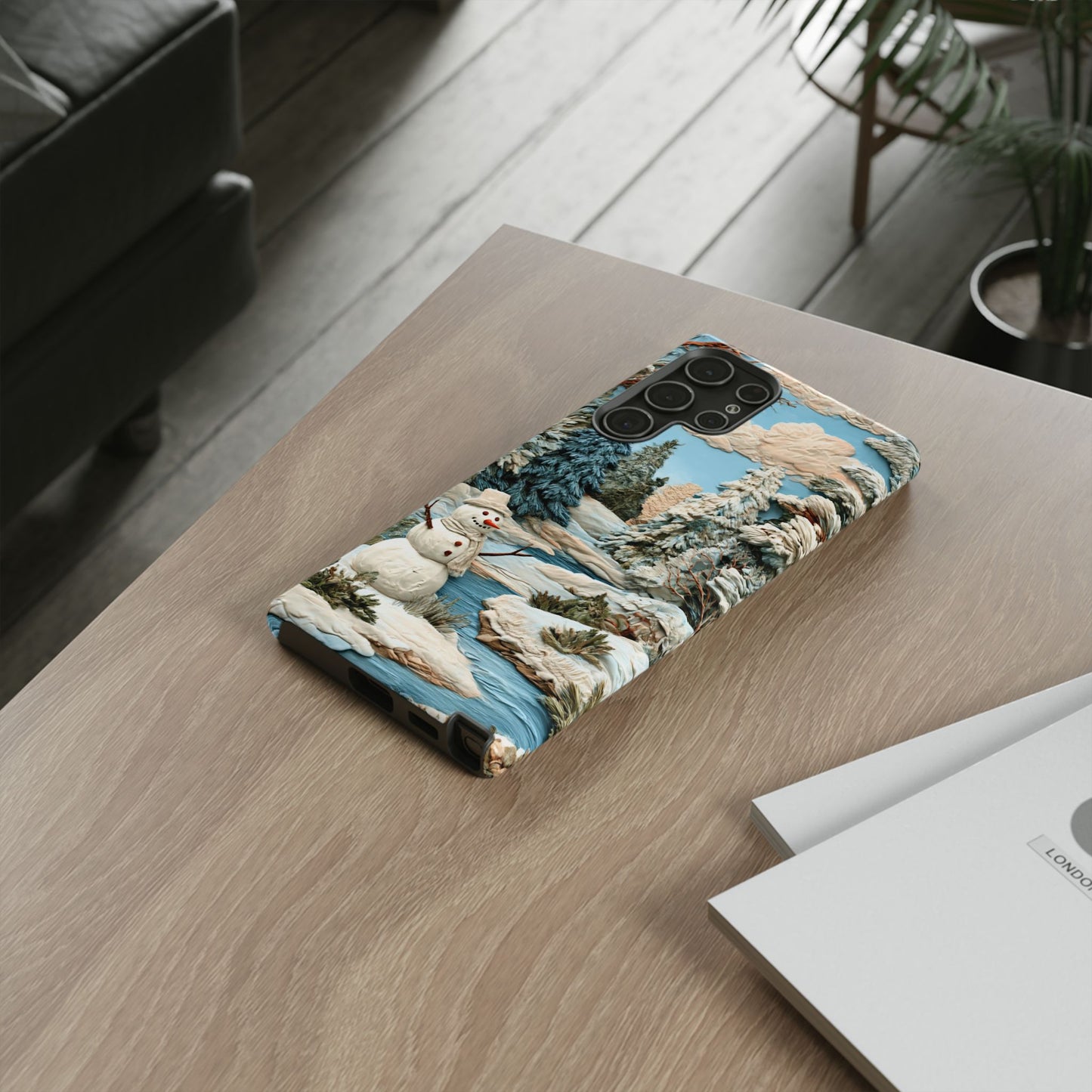 Snowman Winter Scene Phone Case Christmas Holiday Cover for iPhone Samsung Pixel