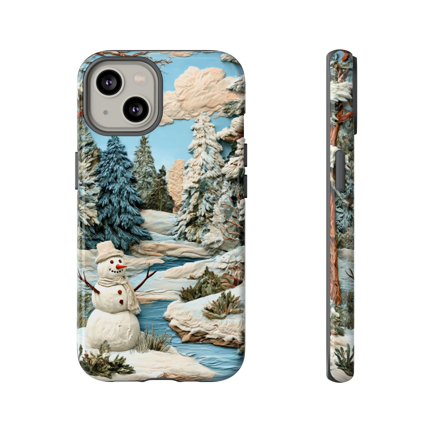 Snowman Winter Scene Phone Case Christmas Holiday Cover for iPhone Samsung Pixel