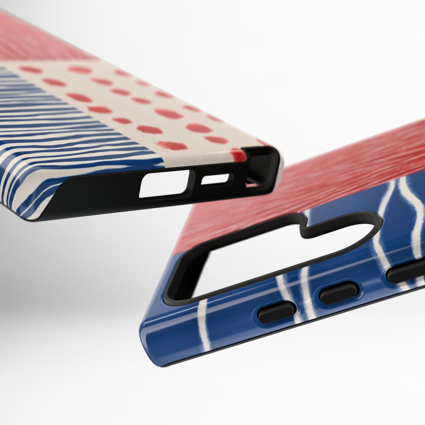 Abstract Geometric Phone Case | Red, Blue & White Pattern Cover for iPhone, Galaxy, Pixel