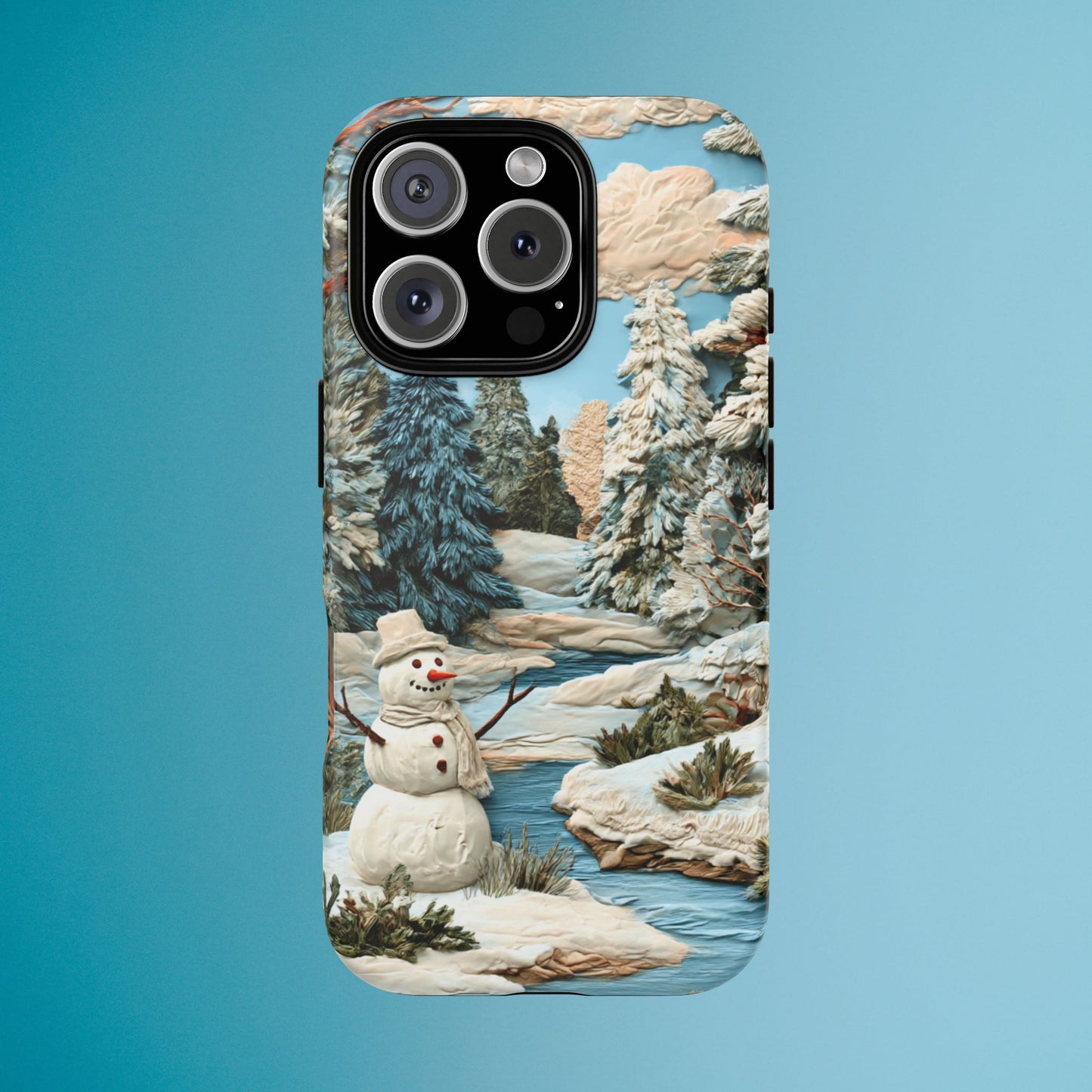 Snowman Winter Scene Phone Case Christmas Holiday Cover for iPhone Samsung Pixel