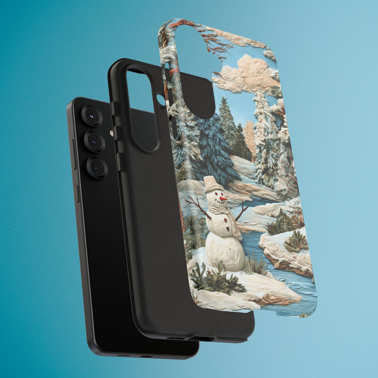 Snowman Winter Scene Phone Case Christmas Holiday Cover for iPhone Samsung Pixel