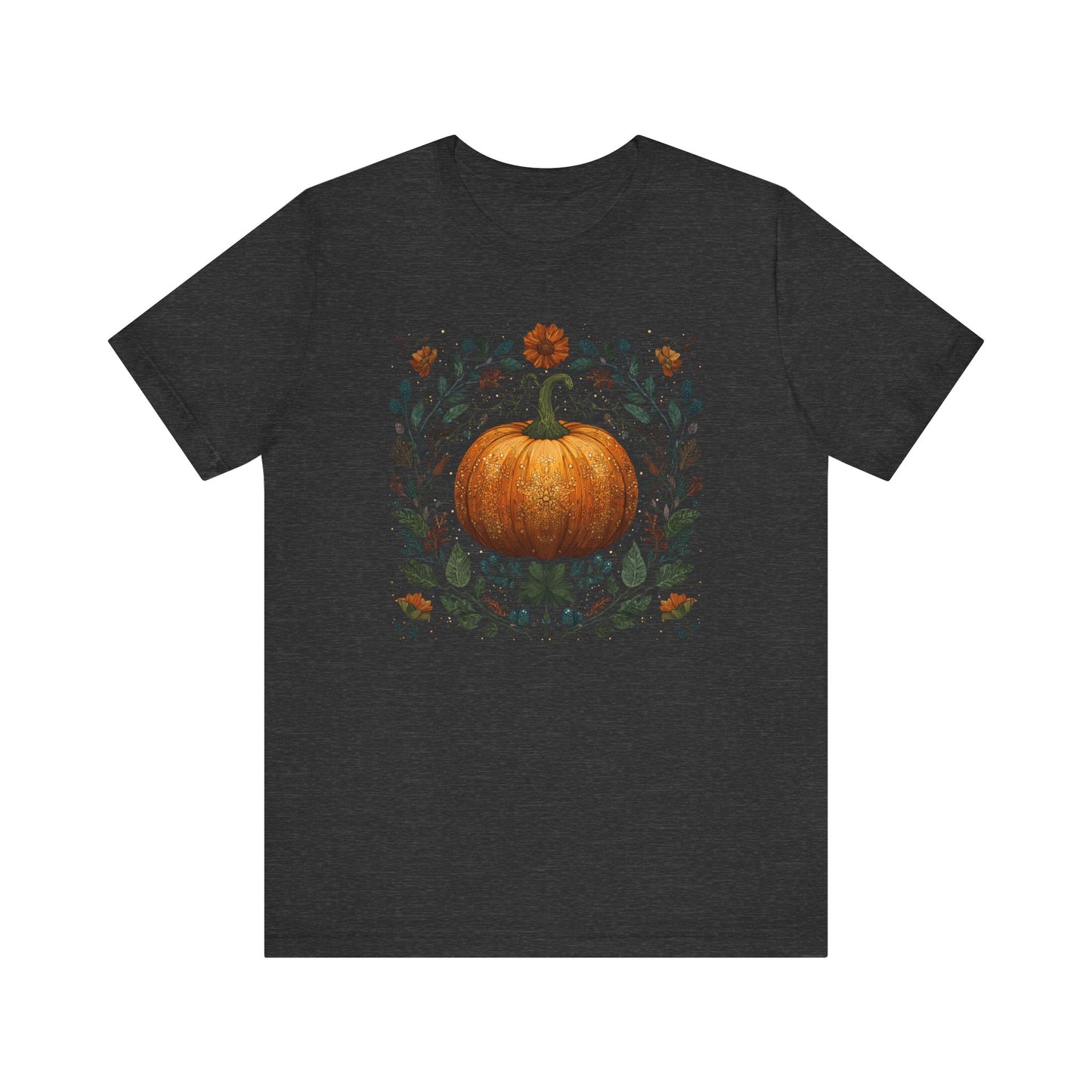 Floral Pumpkin T-Shirt  Autumn Harvest Botanical Tee, Cozy Fall Floral Pumpkin Shirt, Rustic Country Graphic Top