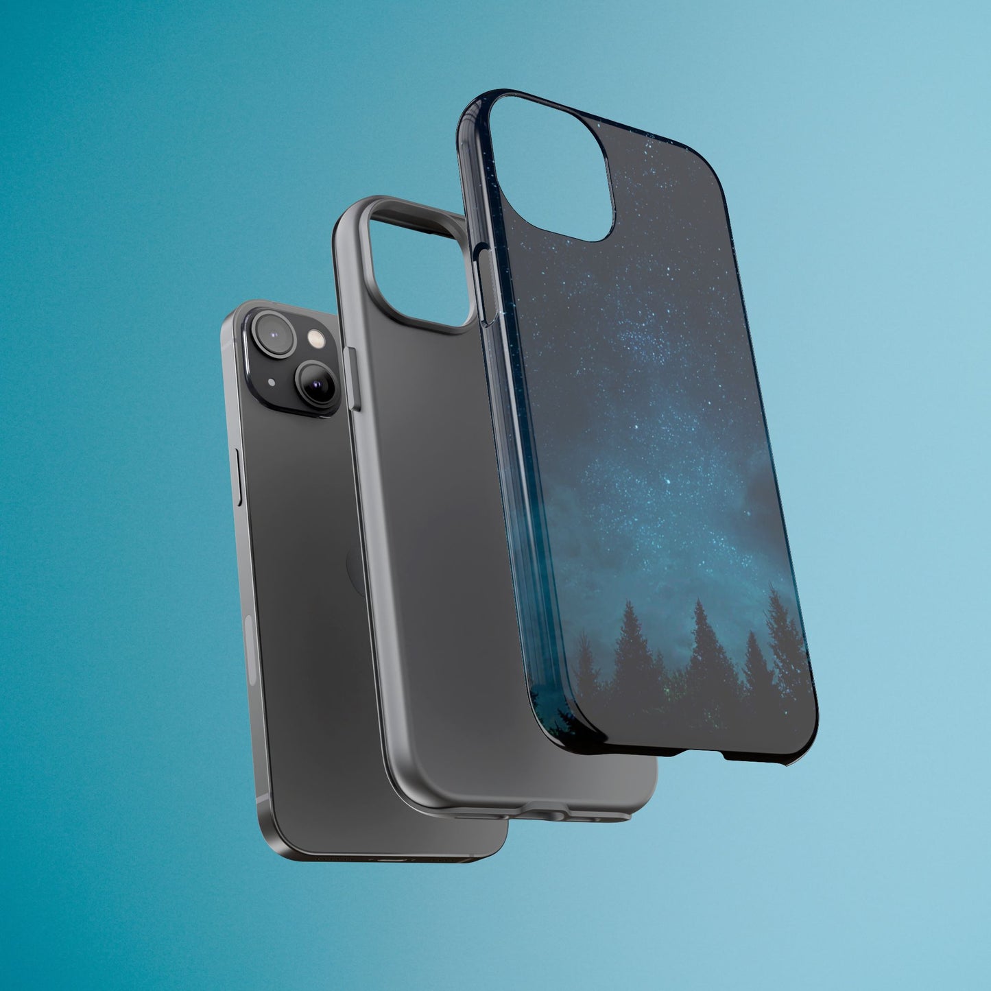 Dark Starry Night Phone Case - Winter Theme Phone Cover for iPhone, Pixel and Samsung Galaxy Models