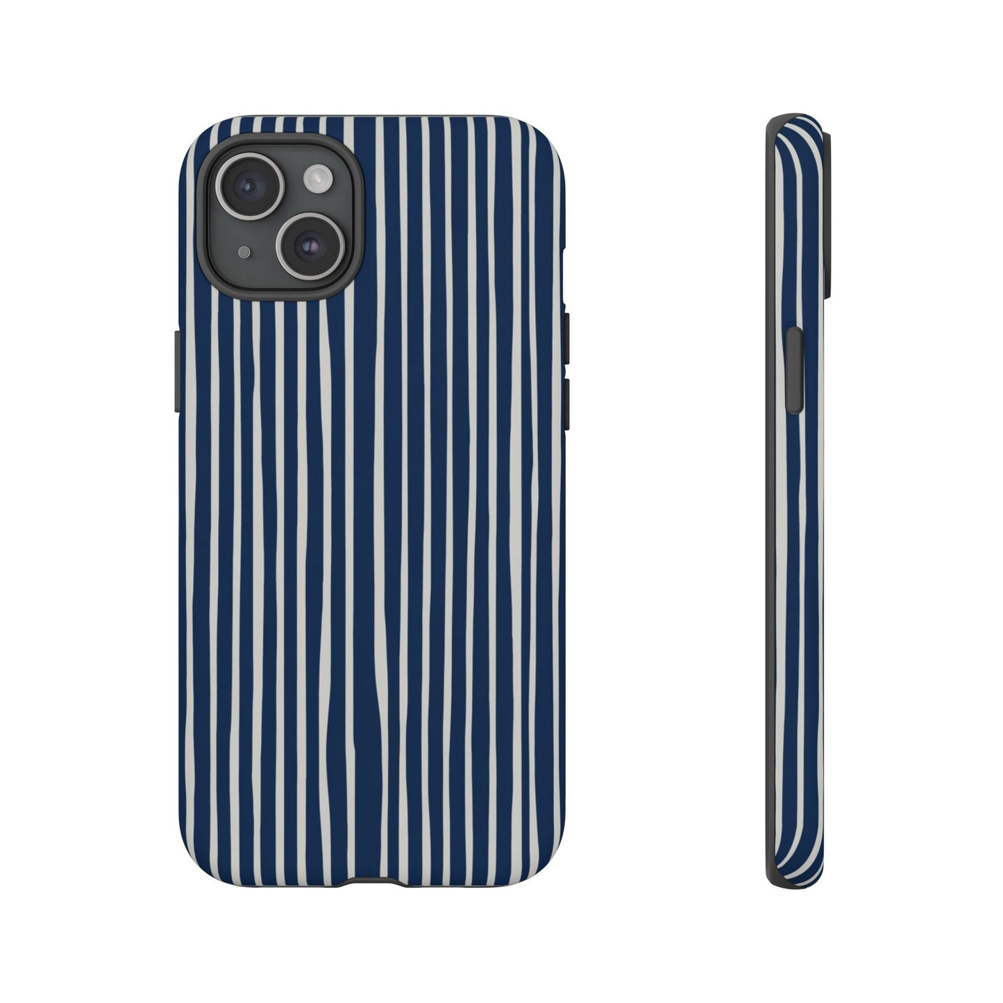 Navy Striped Phone Case | Minimalist Blue and White Stripe Design, Nautical Aesthetic Protective Cover