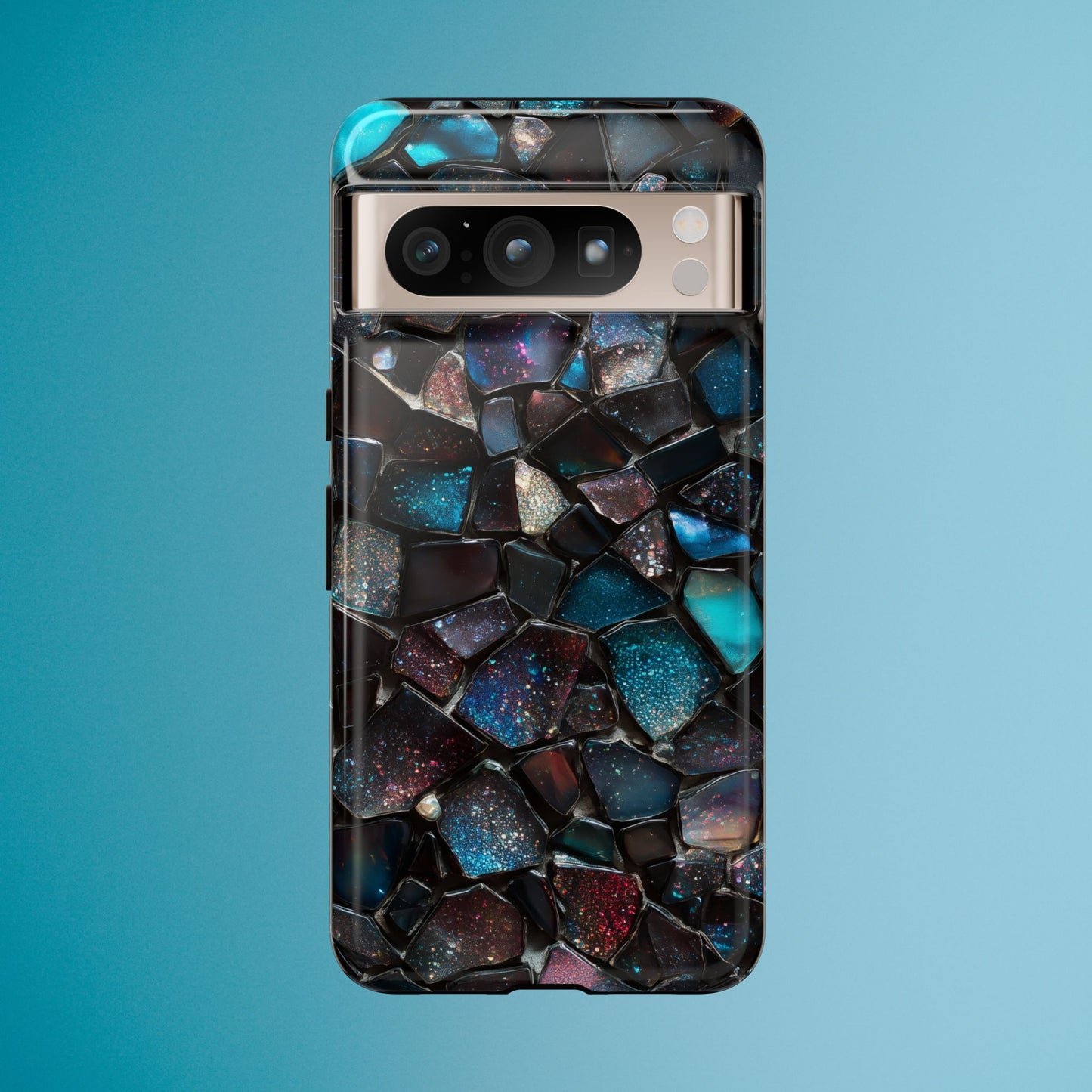 Gemstone Mosaic Phone Case, Crystal Stone Aesthetic Cover, Tough Protective Case for iPhone, Samsung, Pixel