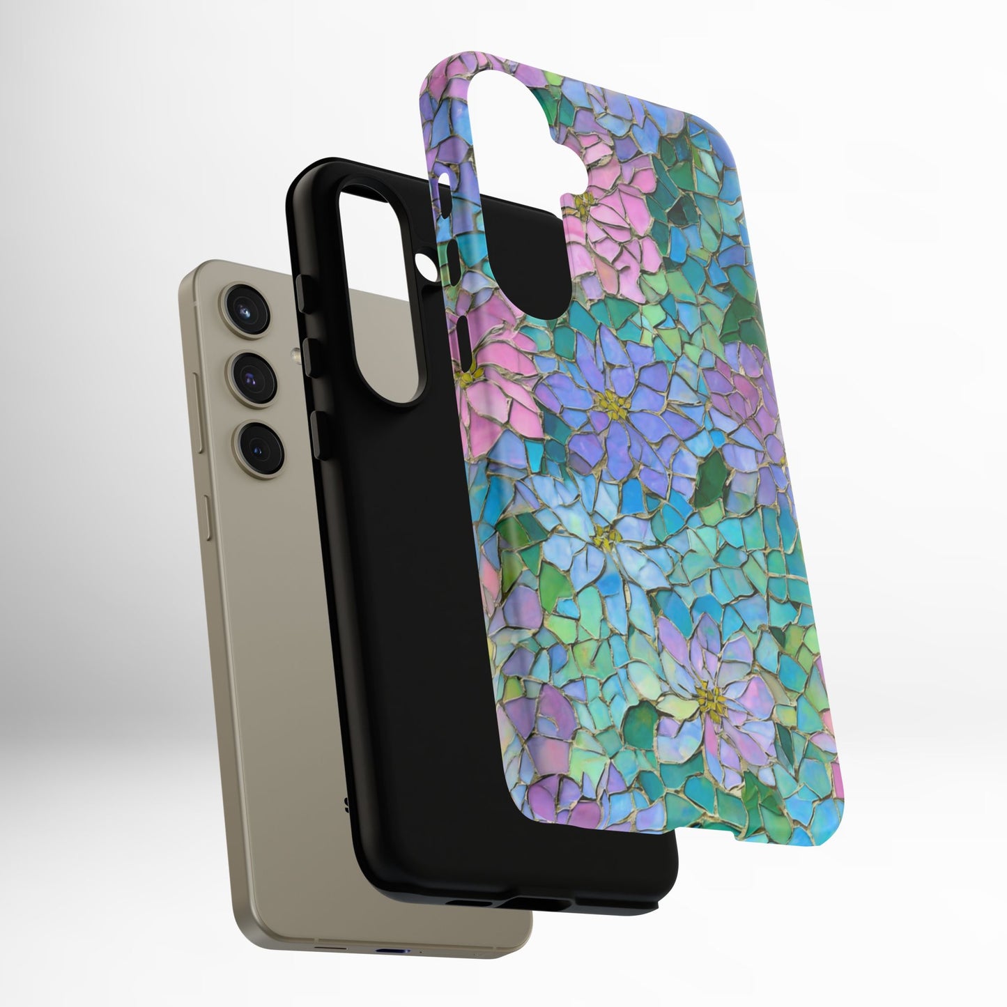 Mosaic Floral Phone Case, iPhone 17 Air Case, Pixel 9 Pro XL Cover, Samsung Galaxy 25 Plus Ultra Tough Case