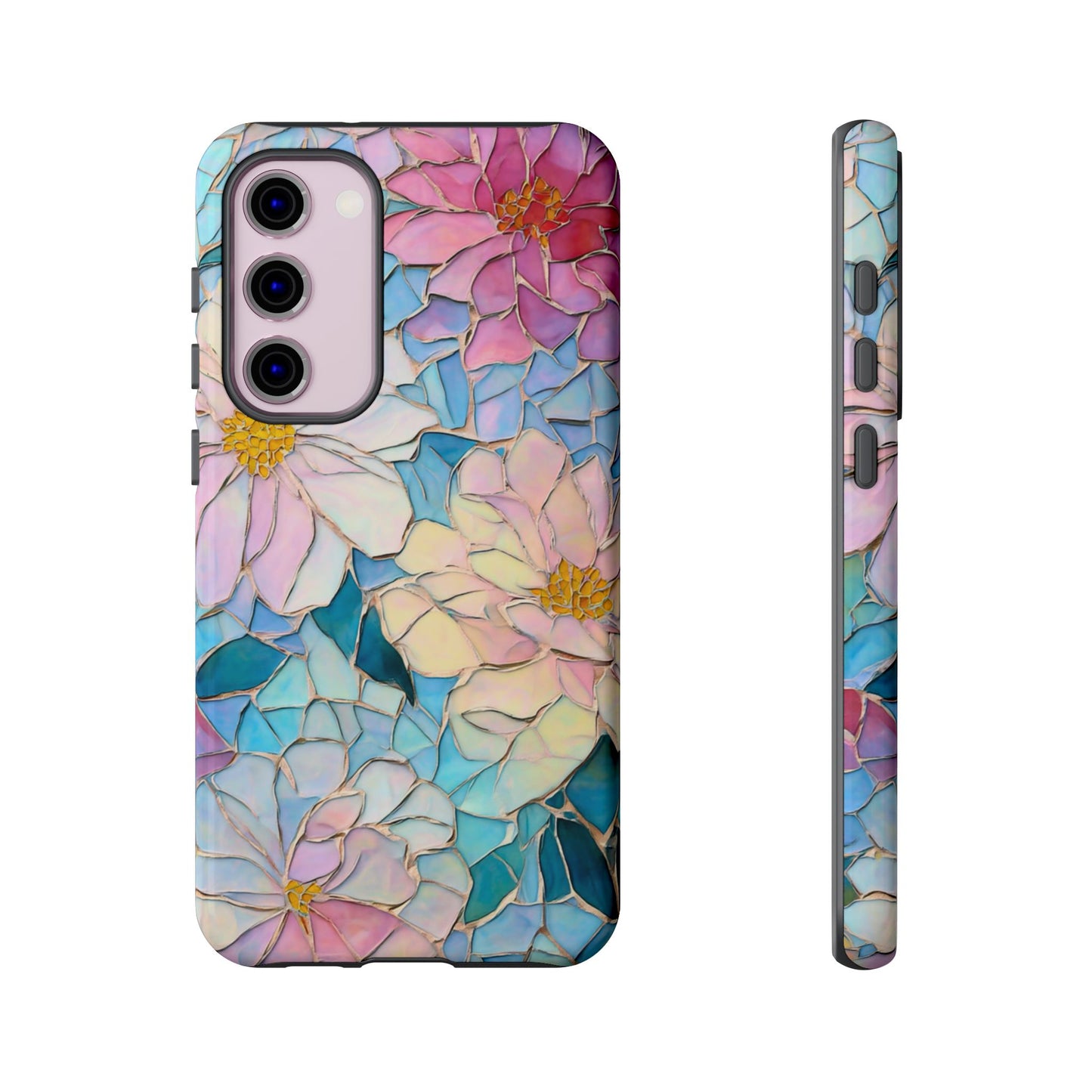 Floral Mosaic Phone Case, Colorful Flower Art Cover, Protective iPhone Samsung Pixel Case, New Phone Accessory, Gift for Friend