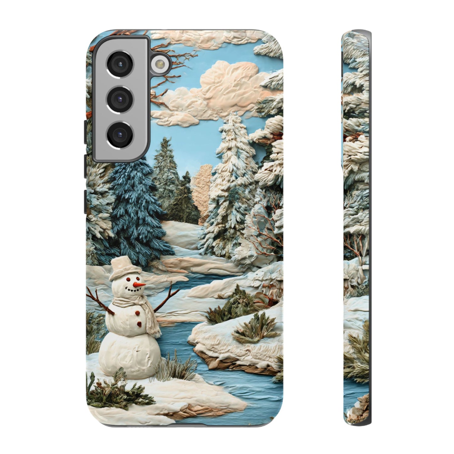 Snowman Winter Scene Phone Case Christmas Holiday Cover for iPhone Samsung Pixel